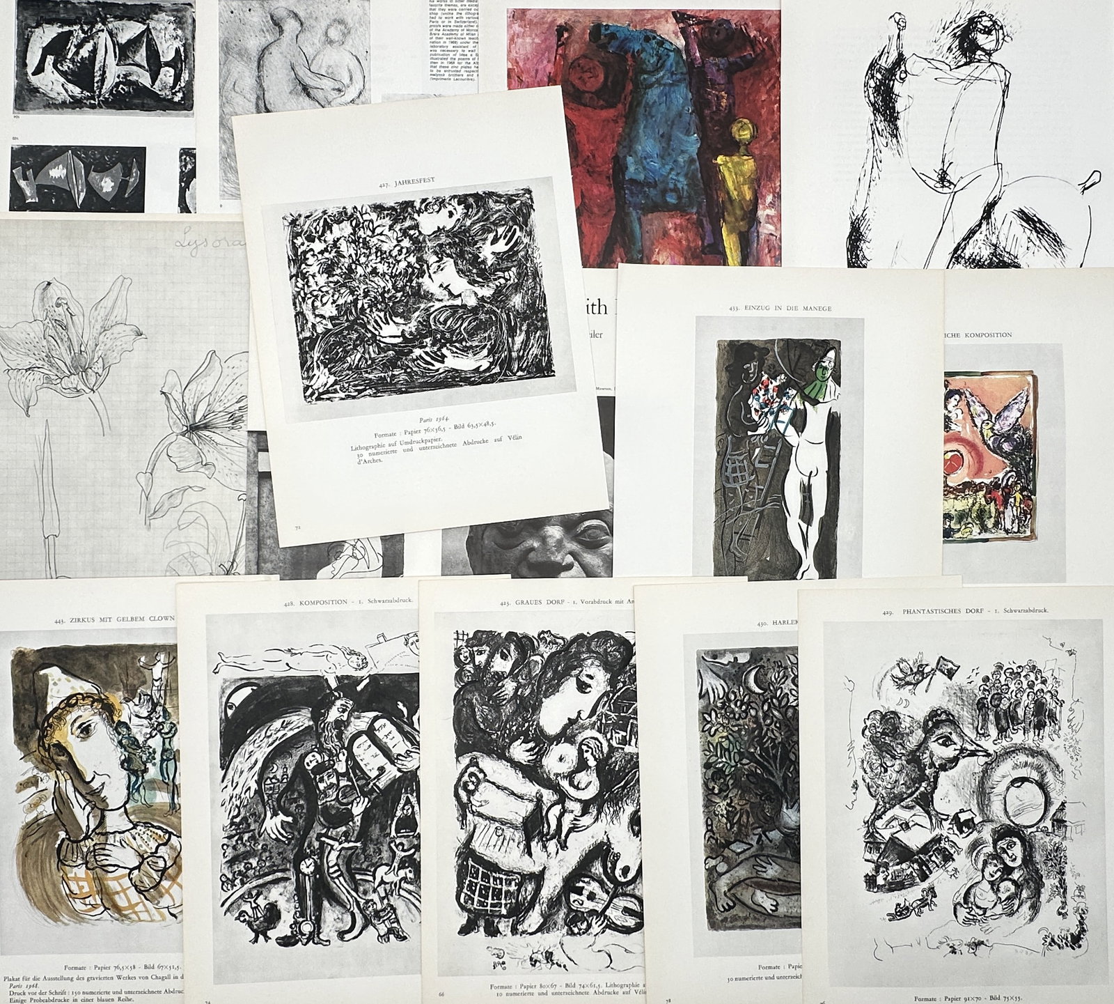 Unknown Artist – Set of 18: Mid-Century Modern Illustrations and Figurative Studies – Offset (1 of 2)