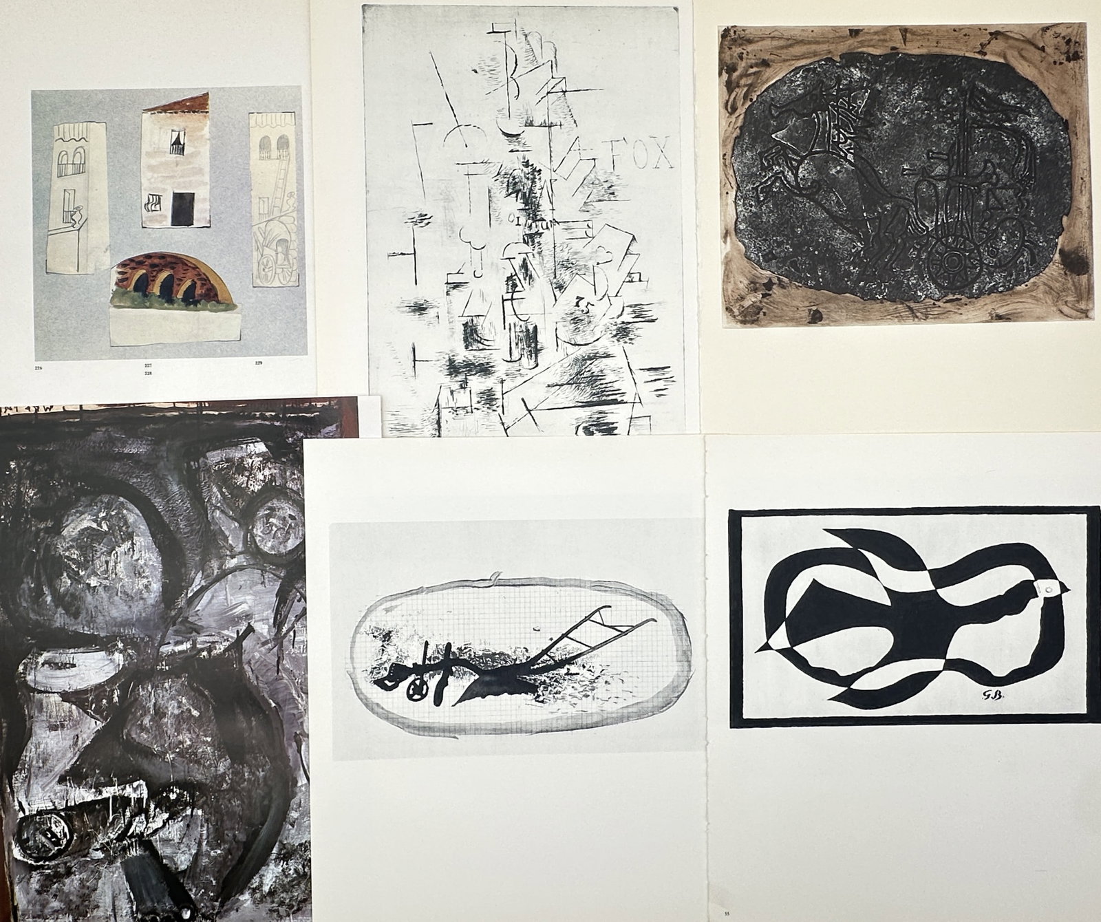 Unknown Artist – Set of 6: Cubist and Modernist Artistic Studies after Picasso and Braque (1 of 2)