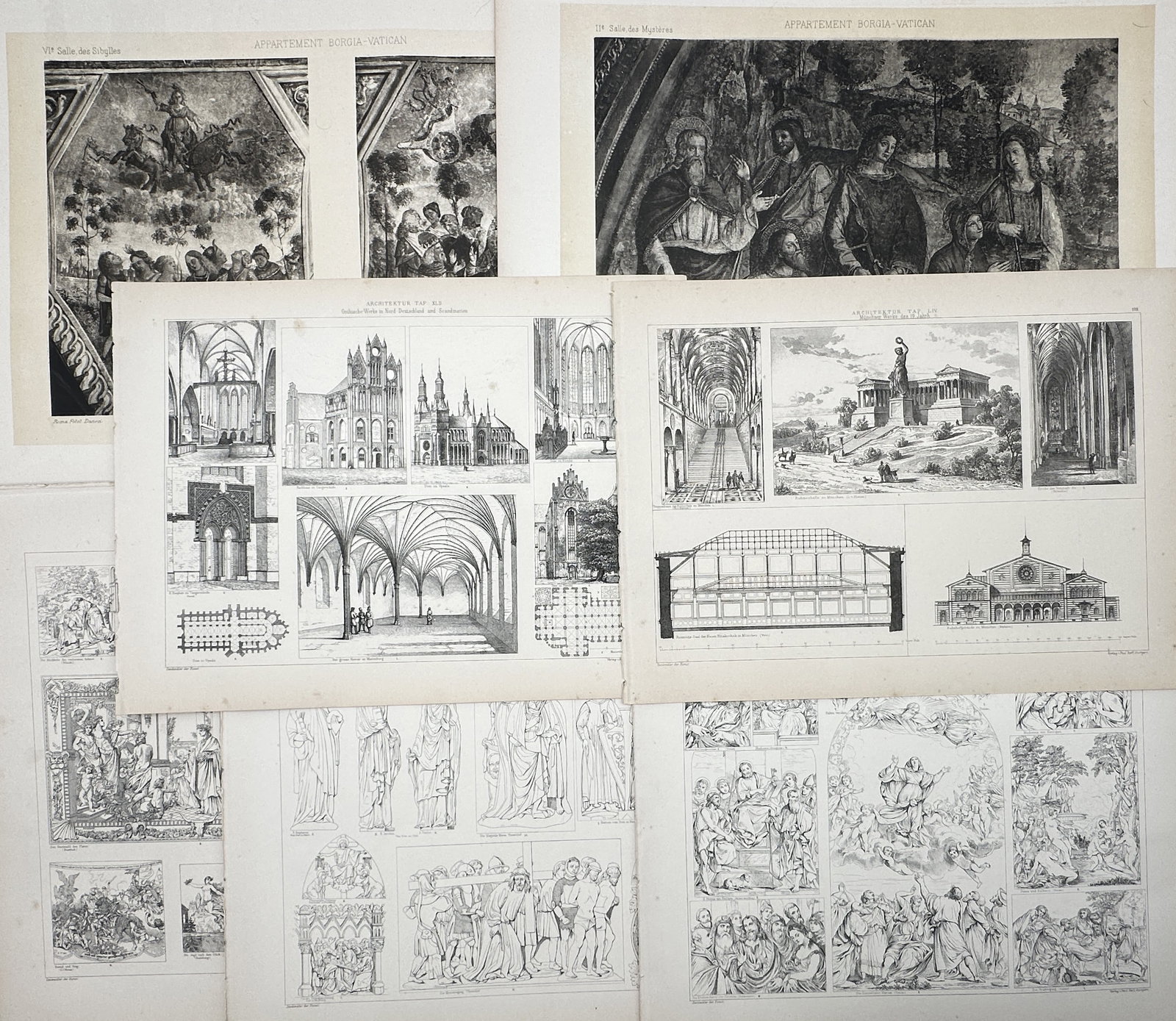Paul Neff – Set of 7: Architectural Studies, Art History Plates, and Vatican Fresco Surveys (1 of 2)
