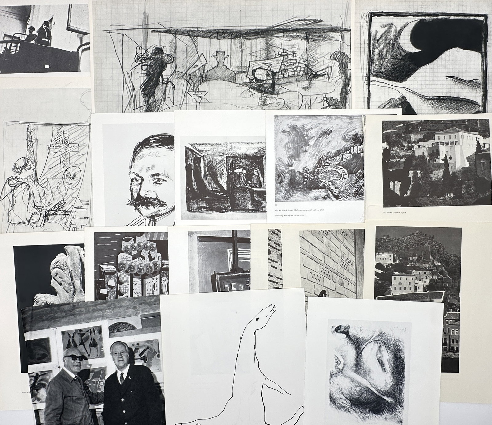 Various Artists – Set of 18: Modernist Compositions and Avant-Garde Overviews – Offset Prints: "Modernist Compositions and Avant-Garde Overviews" This comprehensive compilation features a diverse collection of twentieth-century graphic illustrations, expressive portrait sketches, architectural 