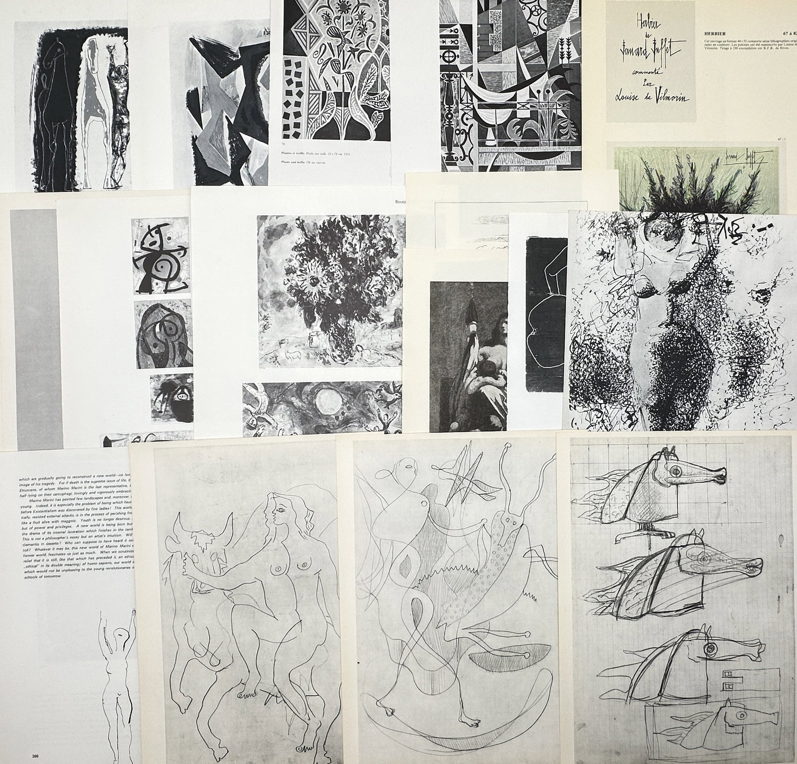 Various Artists – Set of 18: Modernist Graphic Expressions and Linear Studies – Offset Prints: "Modernist Graphic Expressions and Linear Studies" This comprehensive compilation features a diverse collection of twentieth-century graphic illustrations, fluid line drawings, botanical patterns, and