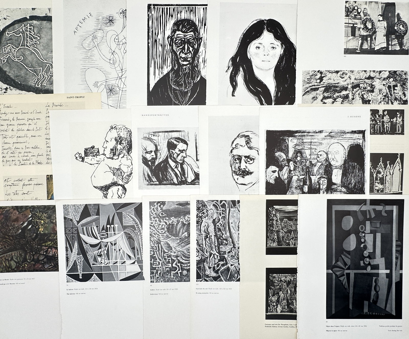 Various Artists – Set of 18: Modernist Figurative Expressions and Abstract Configurations: "Modernist Figurative Expressions and Abstract Configurations" This comprehensive compilation features a diverse collection of twentieth-century graphic illustrations, bold woodcut-style portraits, dy