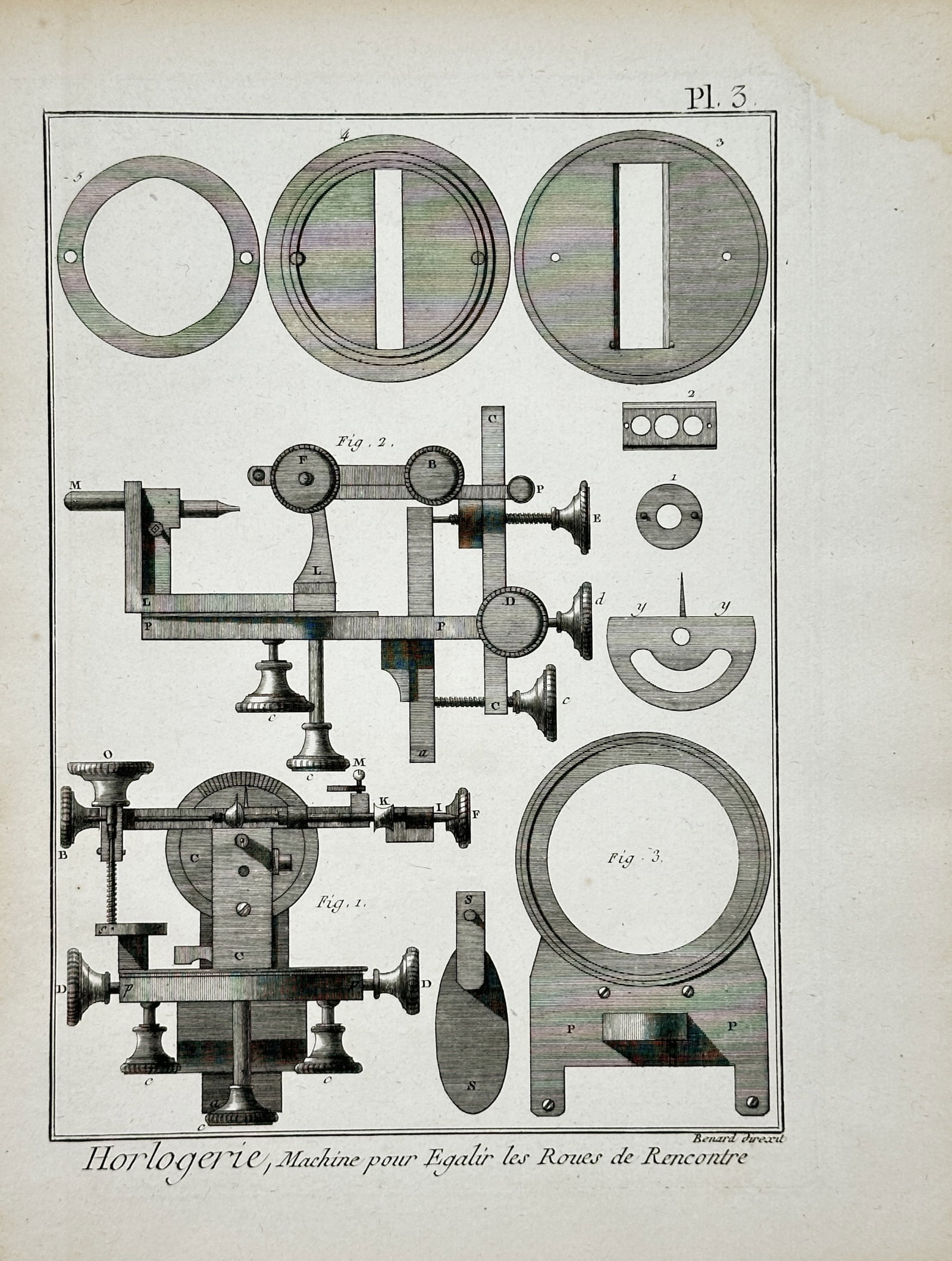 Robert Benard – Technical Plate of Watchmaking Wheel Equalizing Machine – Engraving (1 of 2)