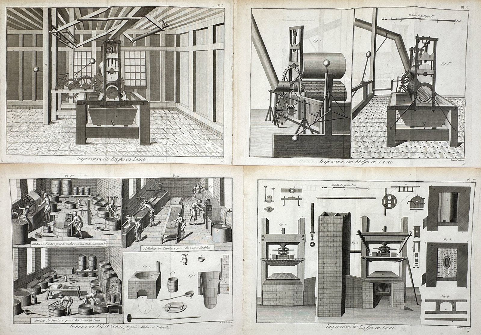 Robert Benard – Set of 4: Technical and Manufacturing Plates – Engravings (18th Century) (1 of 2)