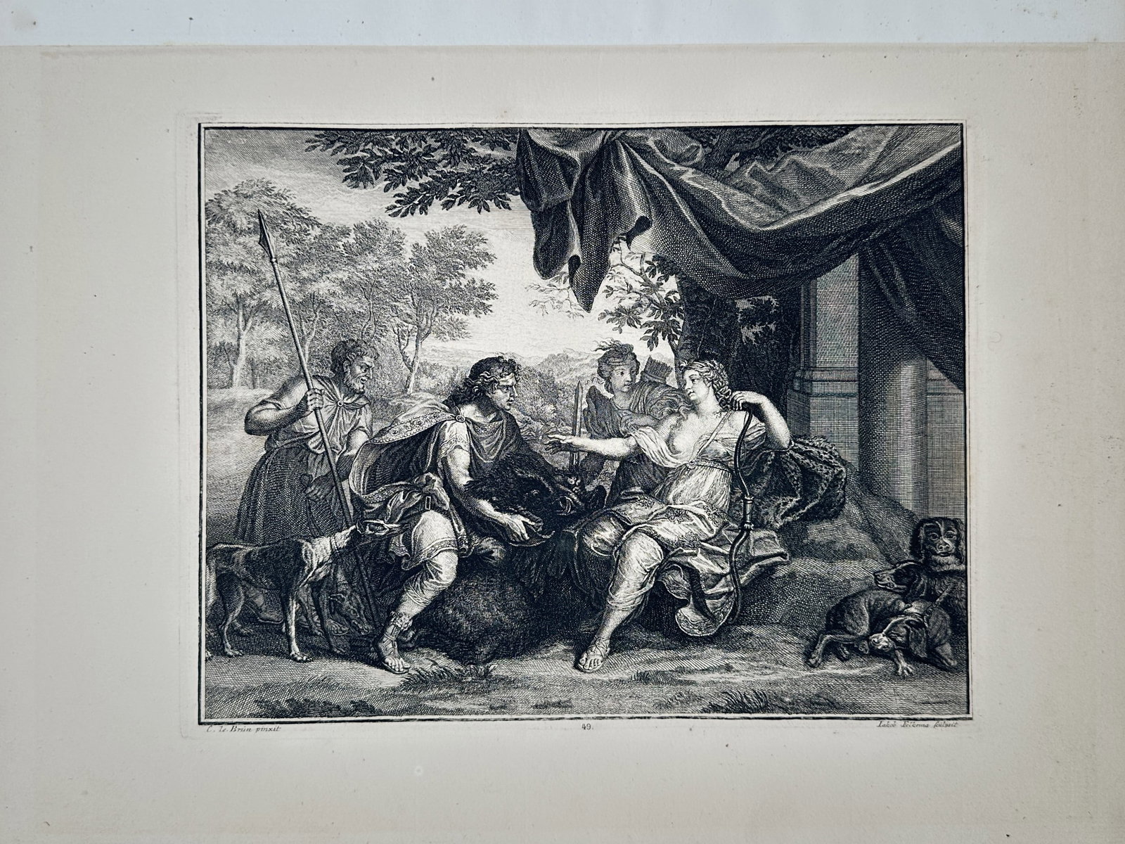 Charles Le Brun – Mythological Scene – Engraving (17th Century) (1 of 2)