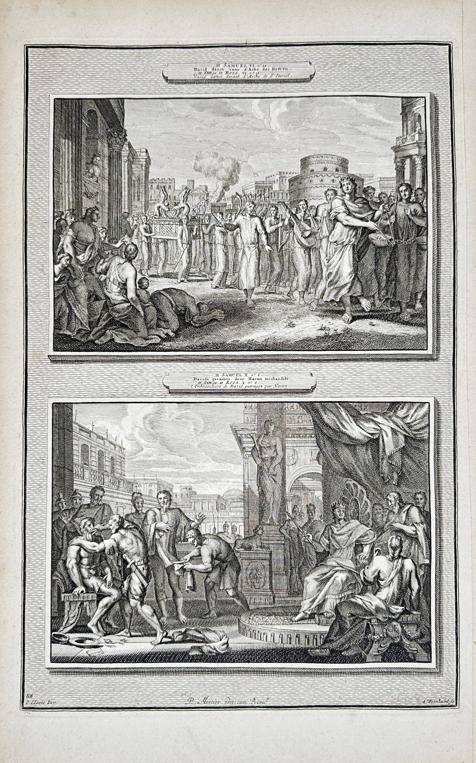 Pierre Mortier – Biblical Scenes from the Book of Samuel – Engraving (18th Century) (1 of 2)