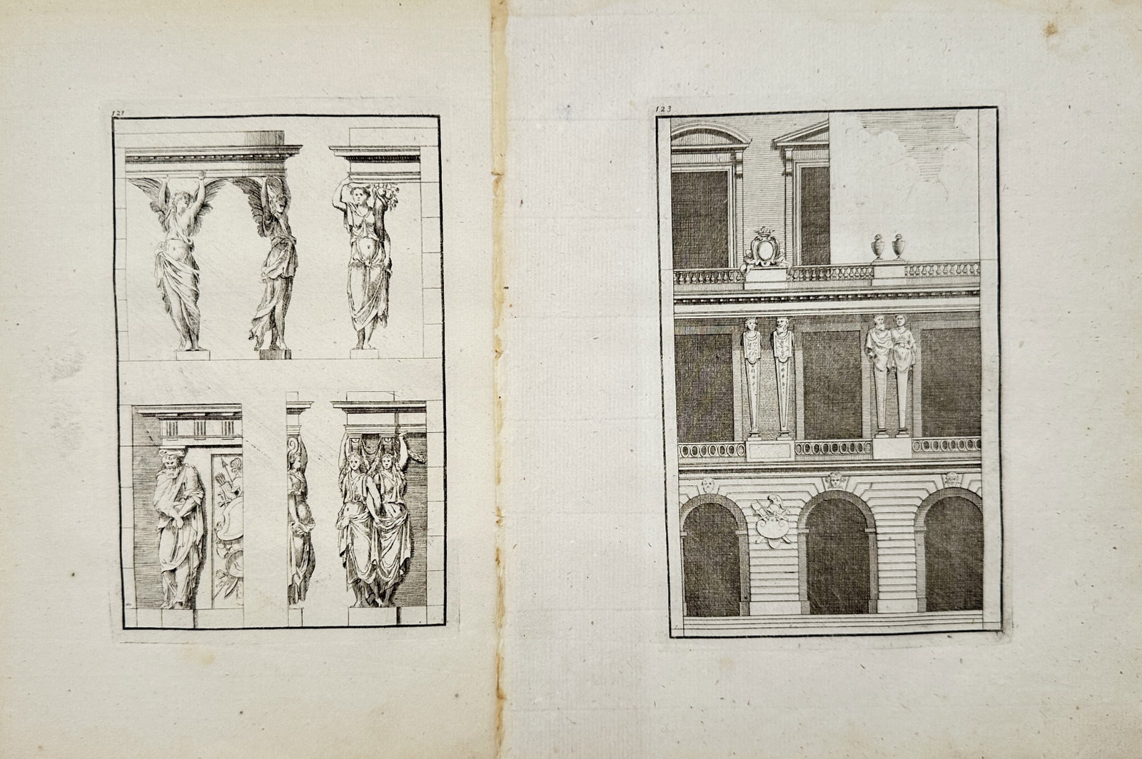 Giacomo Barozzi da Vignola – Set of 2: Architectural Studies and Caryatids – Engravings (1 of 2)