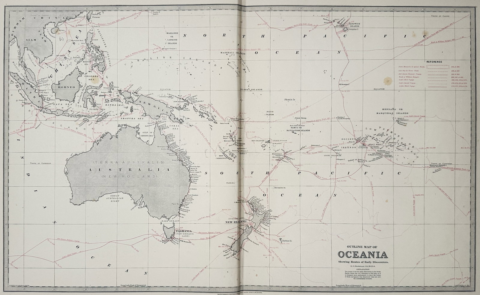 Donald Macdonald – Map of Oceania – Australia and the Pacific – Engraving (1888) (1 of 3)