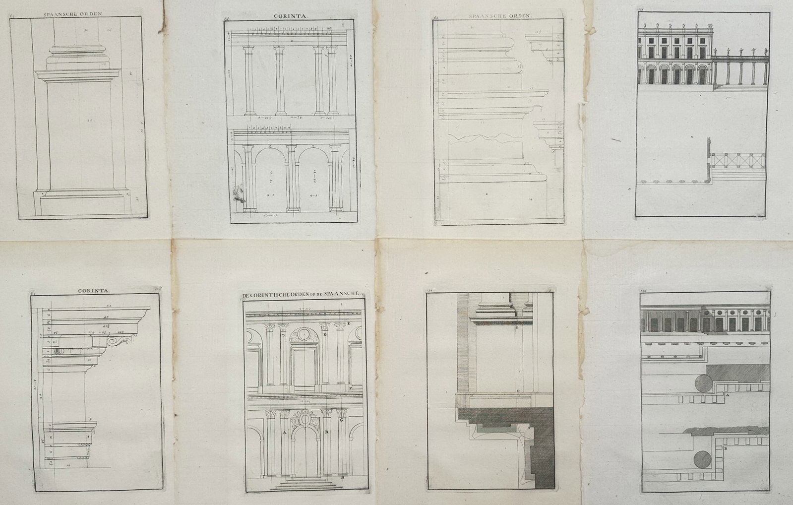 Giacomo Barozzi da Vignola – Set of 8: Architectural Orders and Elevations – Engravings (1 of 2)