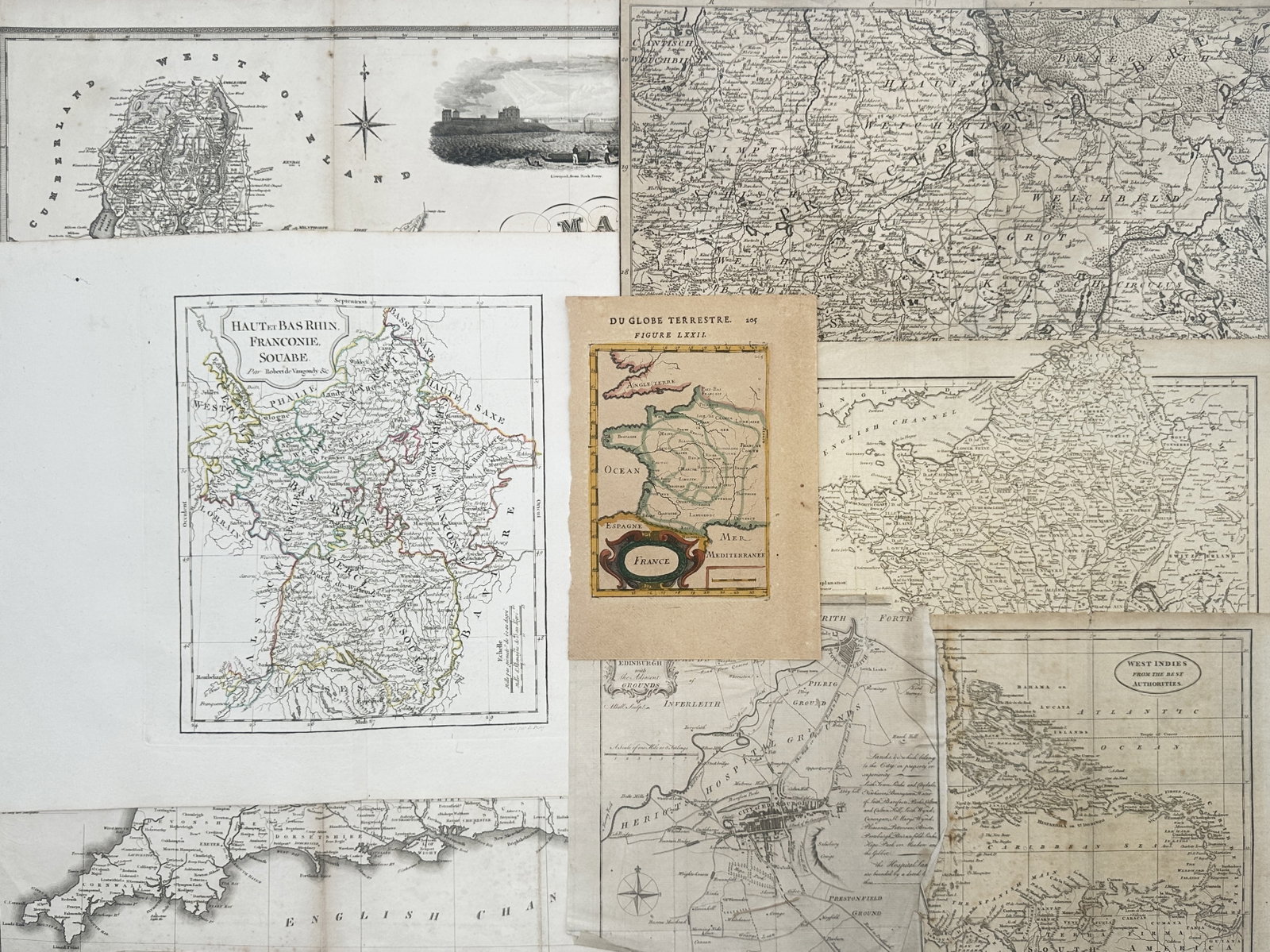Various Cartographers – Set of 8: Antique Regional Maps – Engravings (18th–19th Century) (1 of 2)