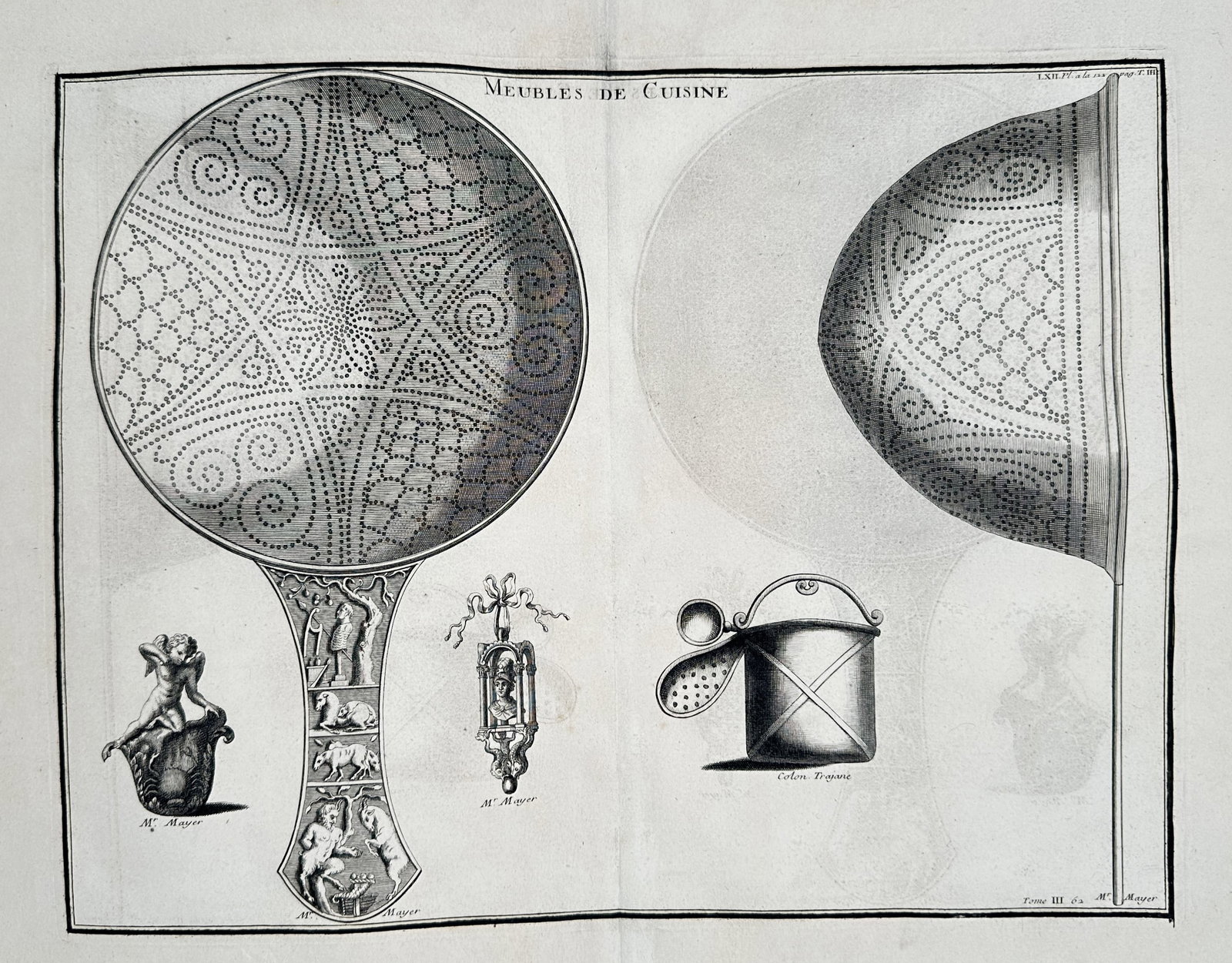 Bernard de Montfaucon – Antique Kitchen Implements – Engraving (1714) (1 of 2)