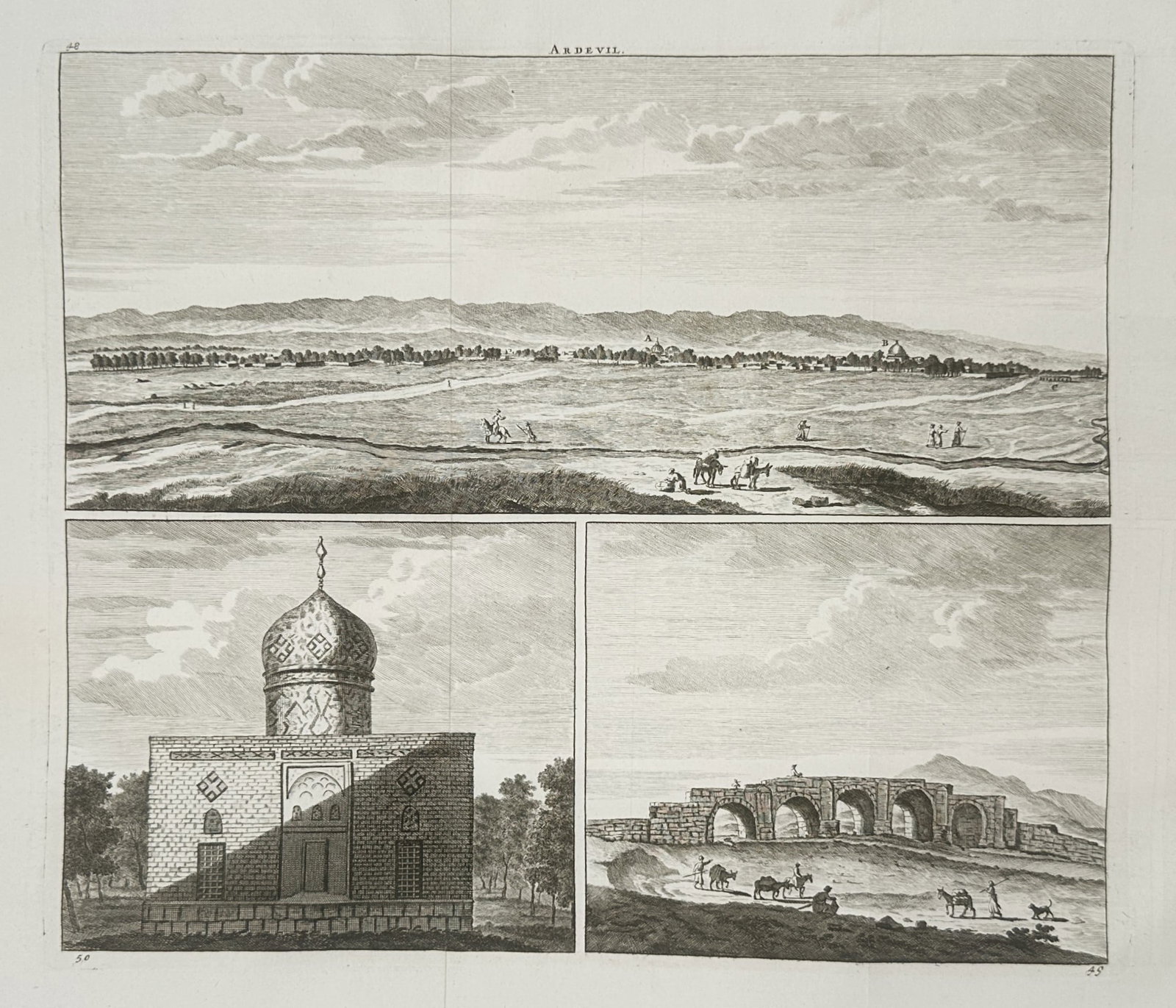 Cornelis de Bruyn – Views of Ardabil – Engraving (1711) (1 of 3)