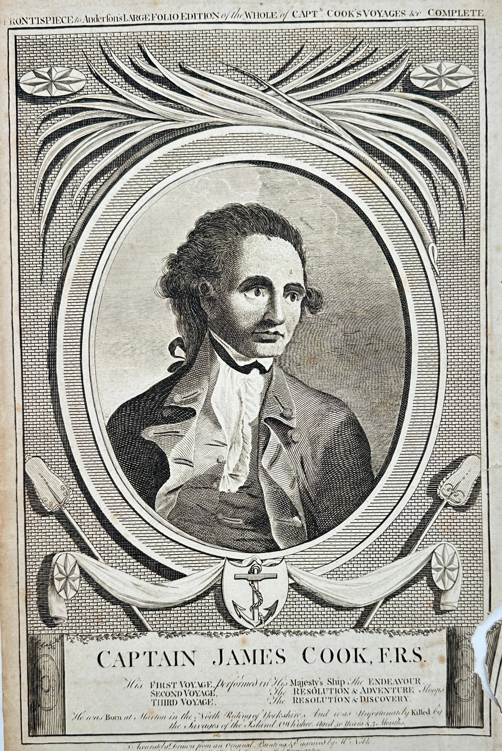 Alexander Hogg – Portrait of Captain James Cook – Engraving (18th Century) (1 of 2)