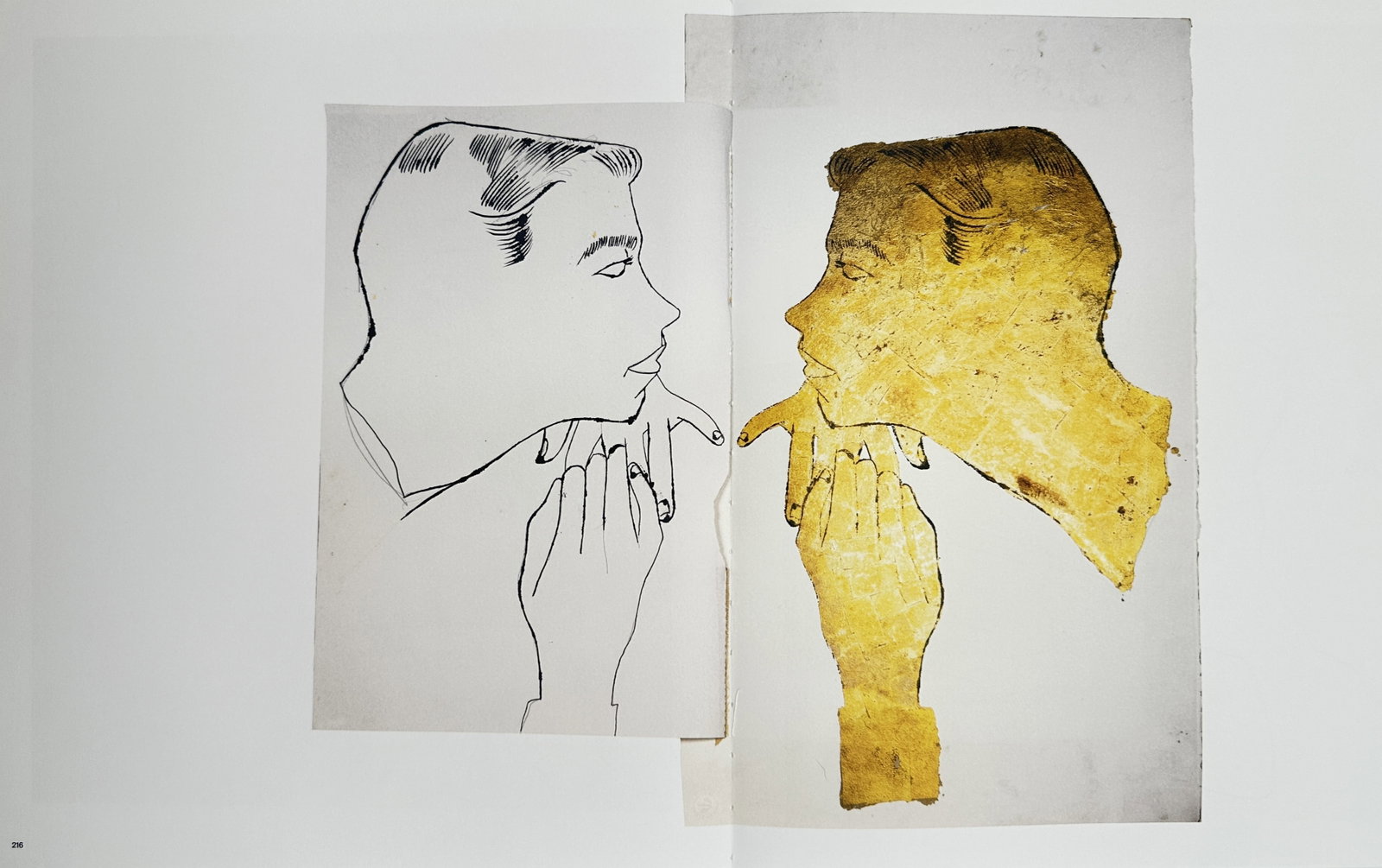 Andy Warhol,after – Alex and James – Offset lithographic reproduction (2006): "Alex and James" This set of two prints features minimalist contour line drawings showing the profile portraits of two male figures reclining. The pieces are sourced from the comprehensive monograph G