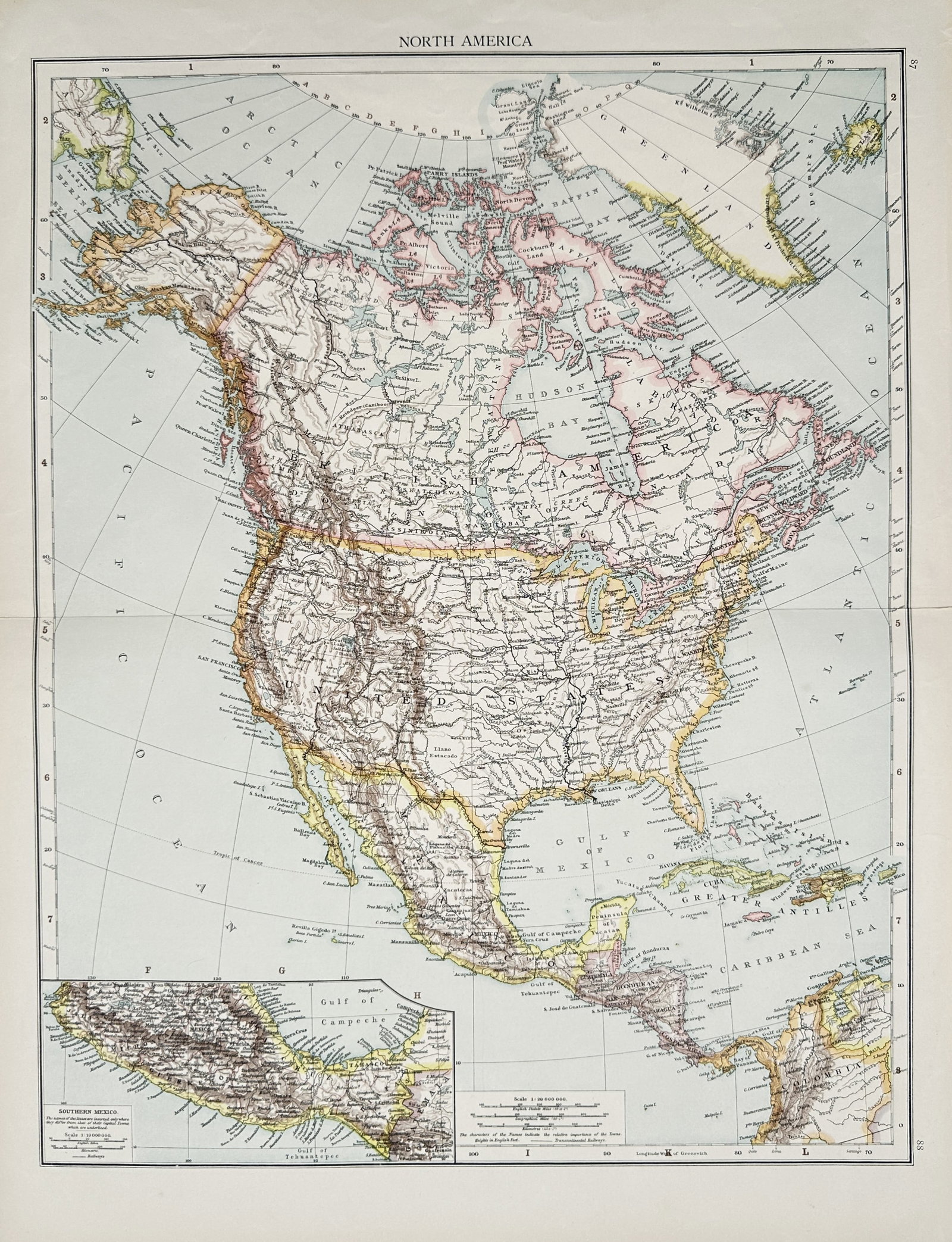 The Atlas Publishing Company – Map of North America – American continent – Lithograph (1 of 2)