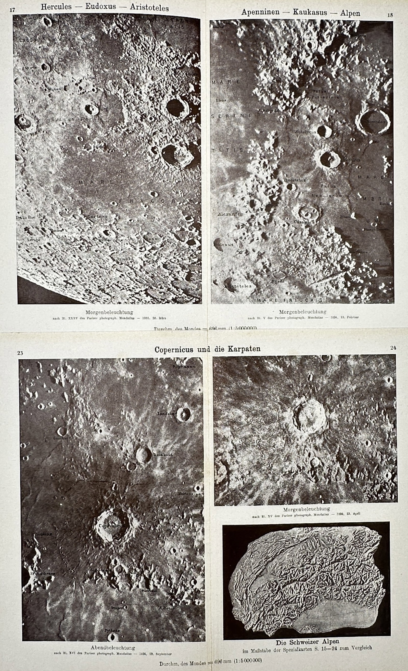 Robert Henseling – Set of 2: Double-Page Photographic Astronomical Plates of the Lunar Surface (1 of 2)