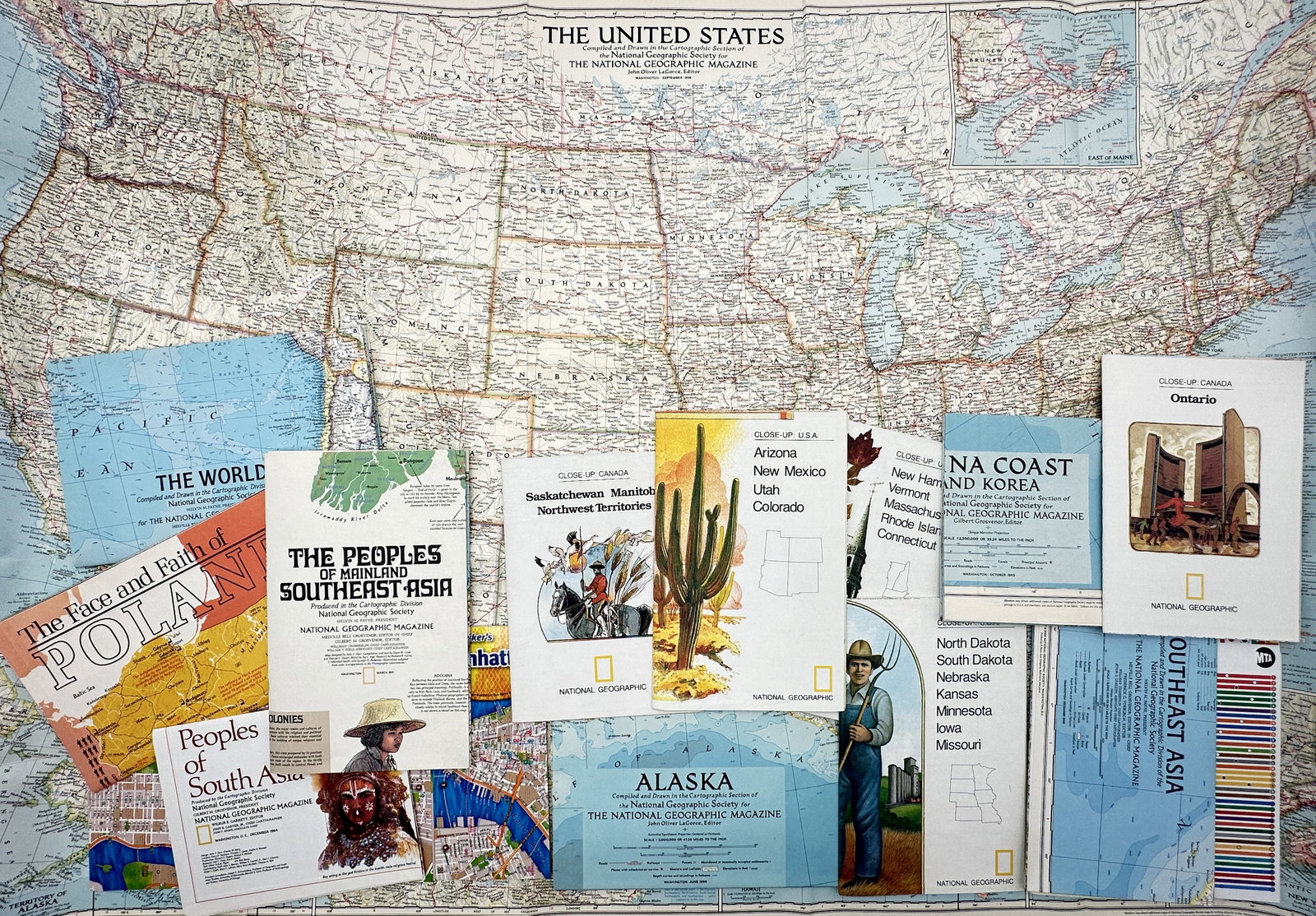 National Geographic Society – Set of approx. 15: Cartographic Maps and Cultural Geopolitical (1 of 2)