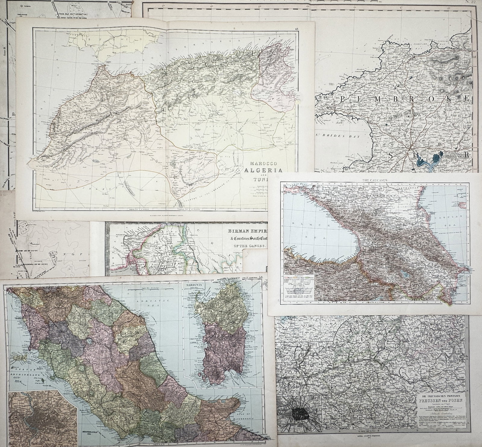 Various authors – Set of 8: Historical Cartographic Maps of North Africa – Engravings (19th (1 of 2)