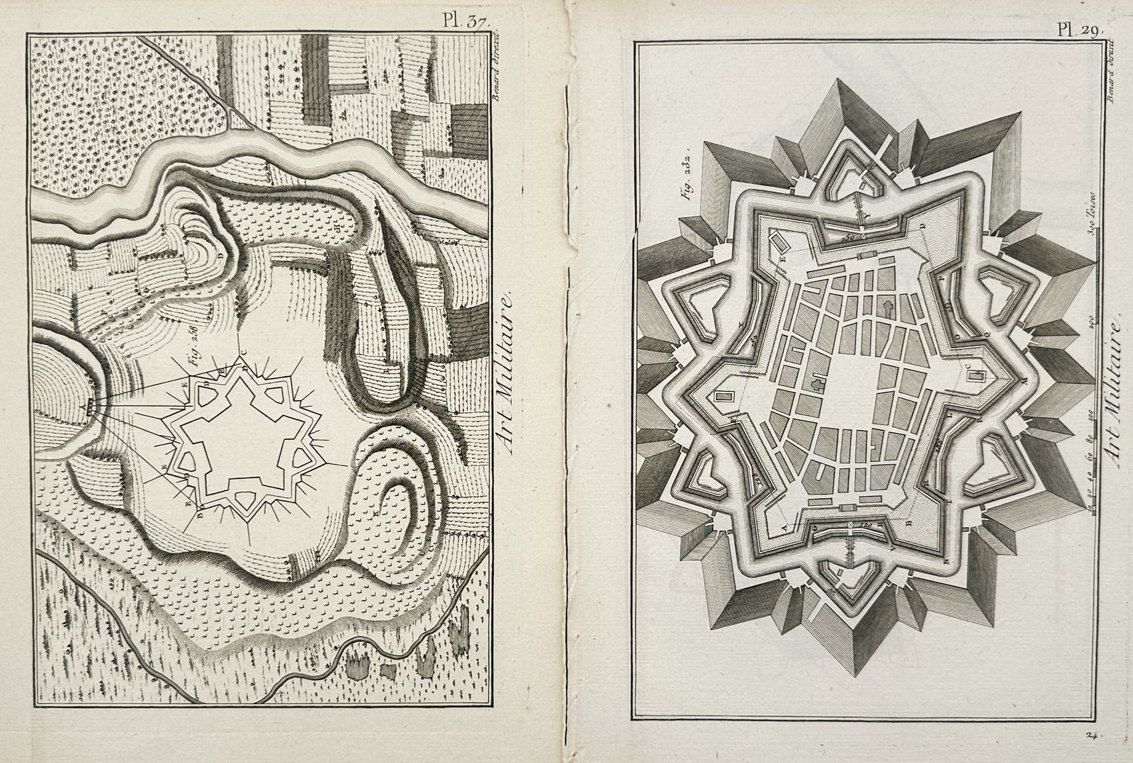 Robert Benard – Set of 2: Studies in Military Architecture and Fortification Plans – Engravings (1 of 1)
