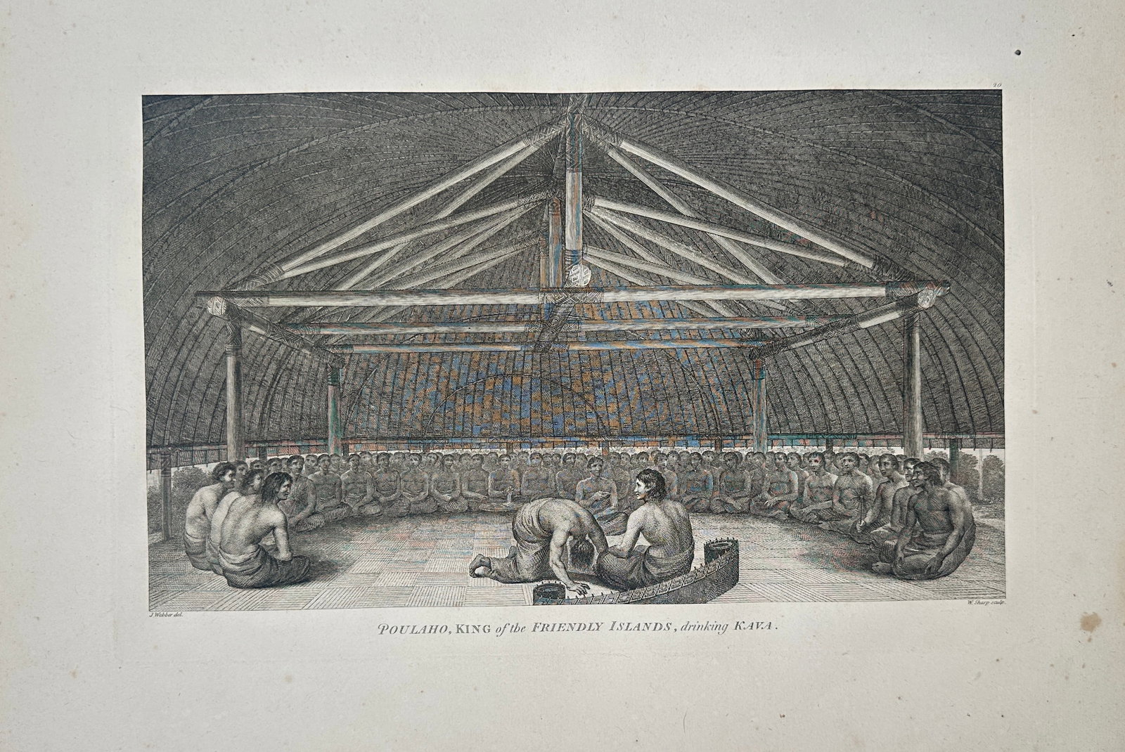John Webber – Poulaho, King of the Friendly Islands, drinking Kava – Engraving (18th Century) (1 of 2)