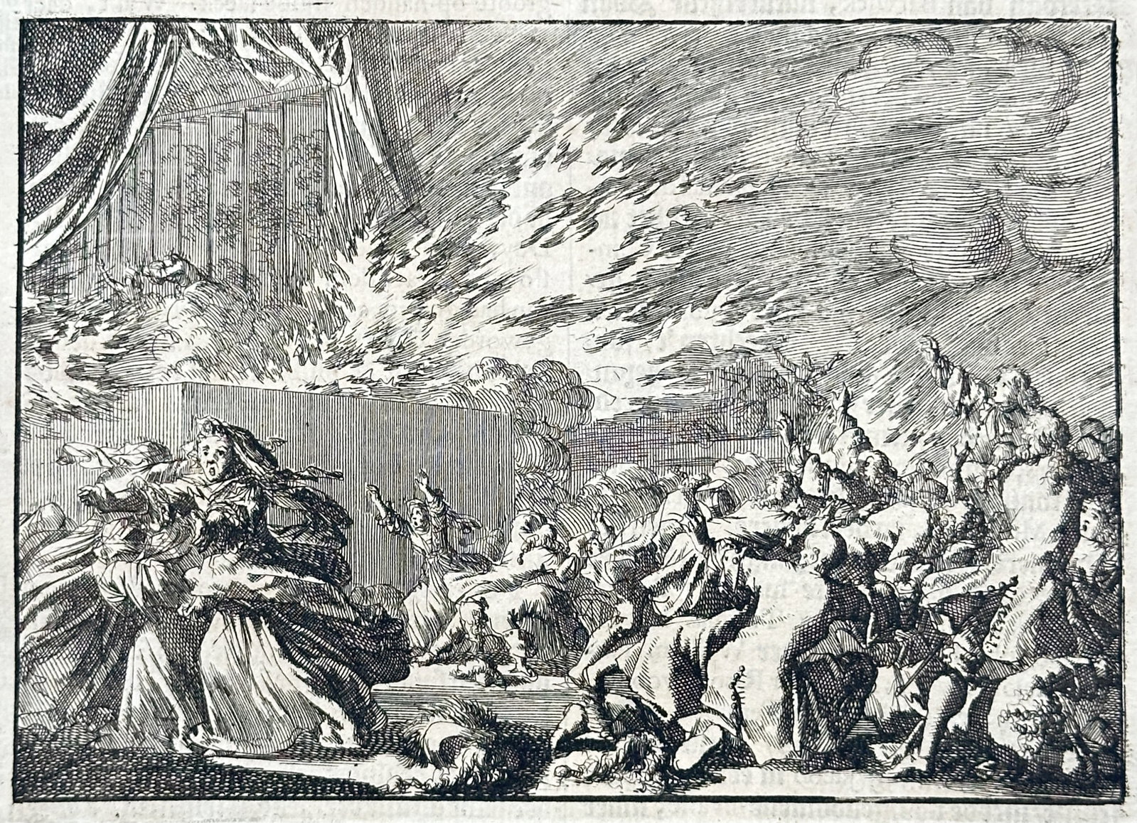 Johann Ludwig Gottfried – The Great Fire of Sophie Amalienborg in Copenhagen – Engraving (1 of 3)