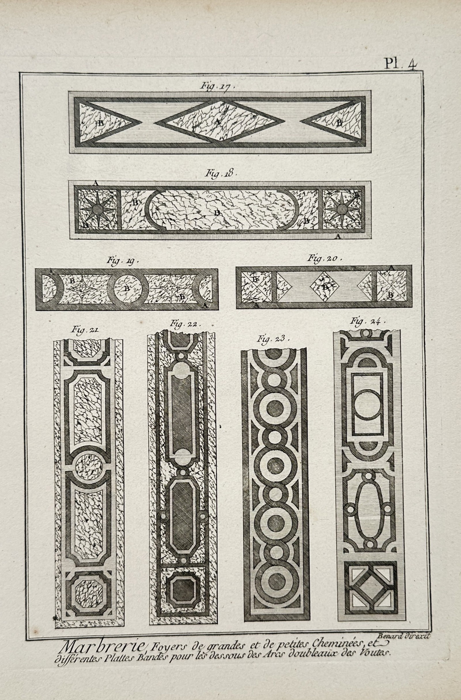 Robert Benard – Marble Masonry and Hearth Designs – Engraving (18th Century) (1 of 2)