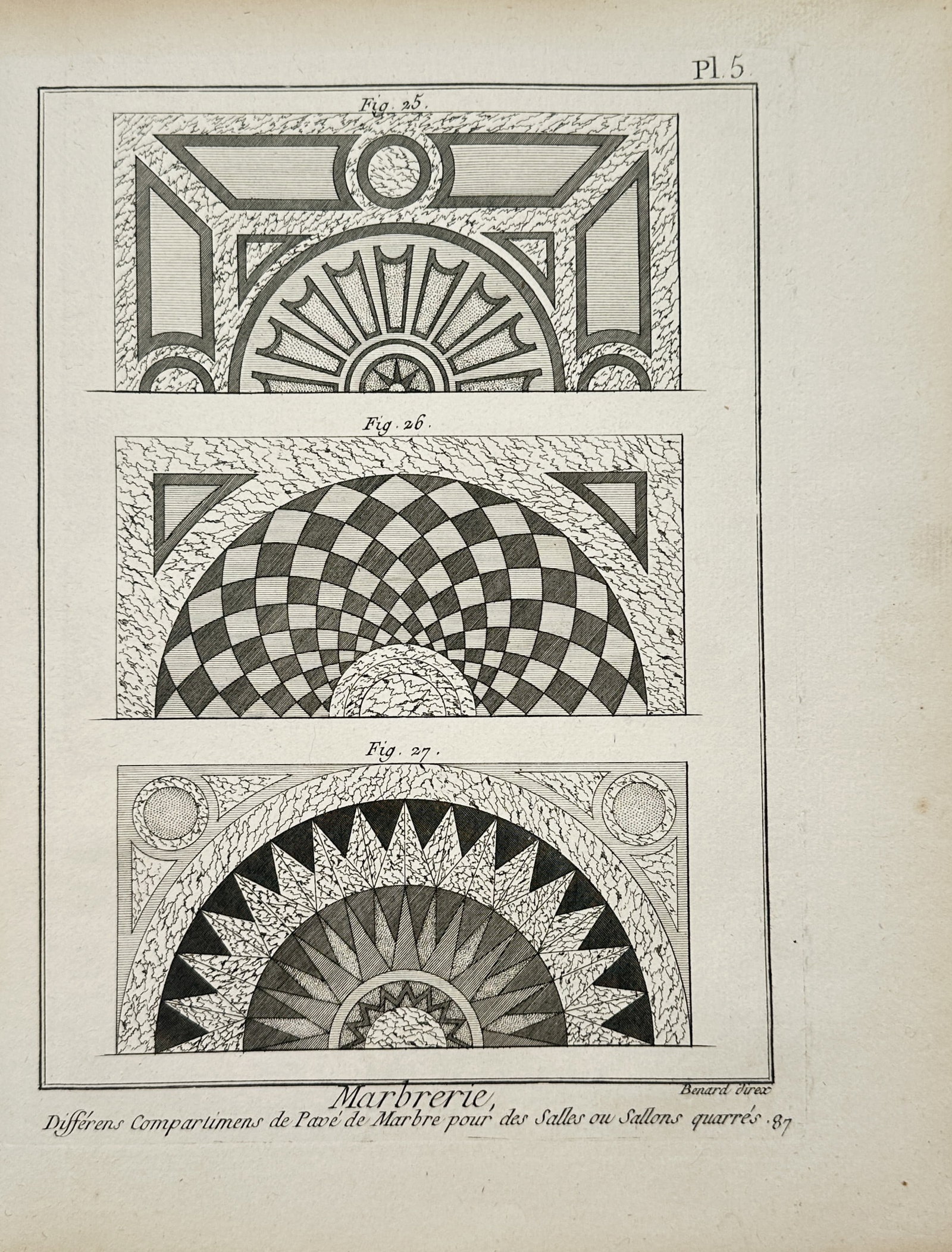 Robert Benard – Marble Masonry and Pavement Compartments – Engraving (18th Century) (1 of 2)