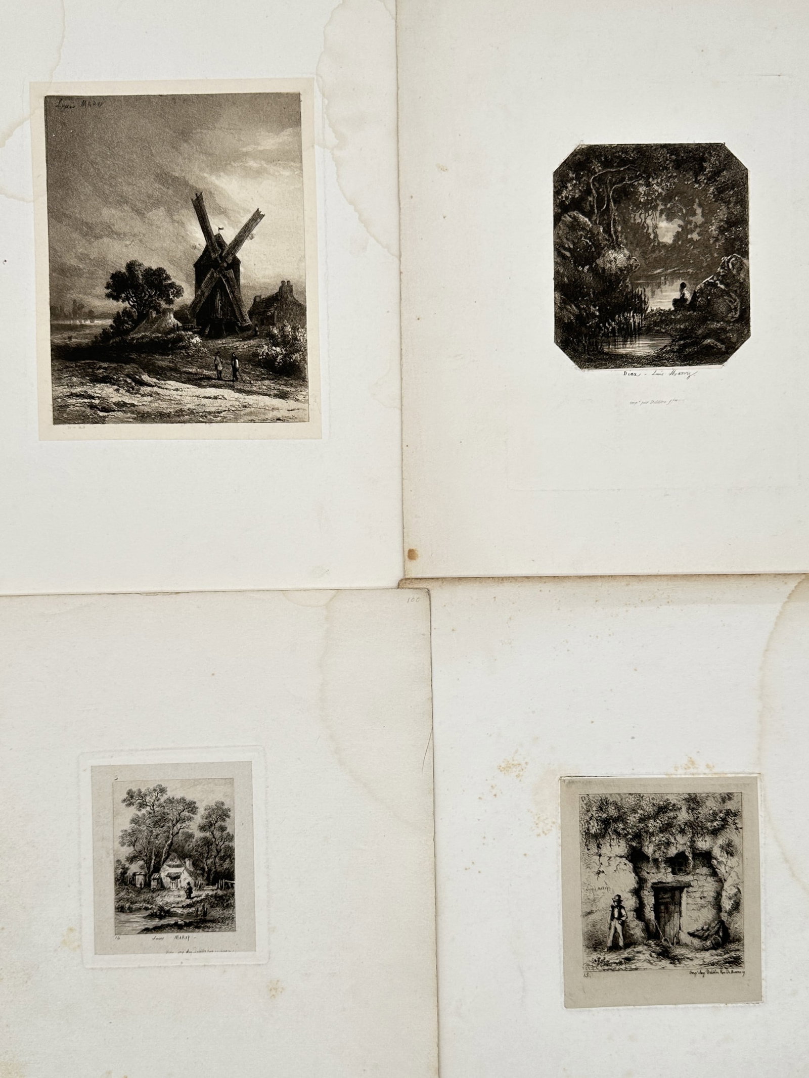 Louis Marvy – Set of 4: French Country Landscapes and Rural Scenes – Etchings (19th Century) (1 of 2)