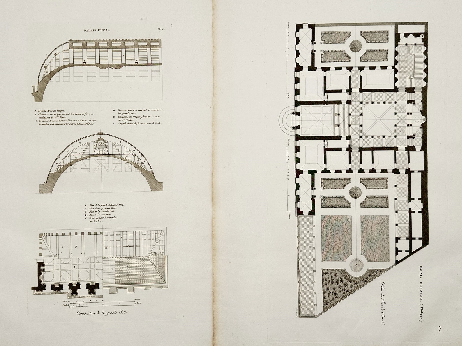 Jean-Nicolas-Louis Durand – Set of 2: Architectural Plans and Vault Construction Diagrams (1 of 2)