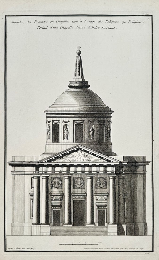 Jean-François de Neufforge – Portal of a Chapel Decorated in the Doric Order – Engraving (1 of 2)