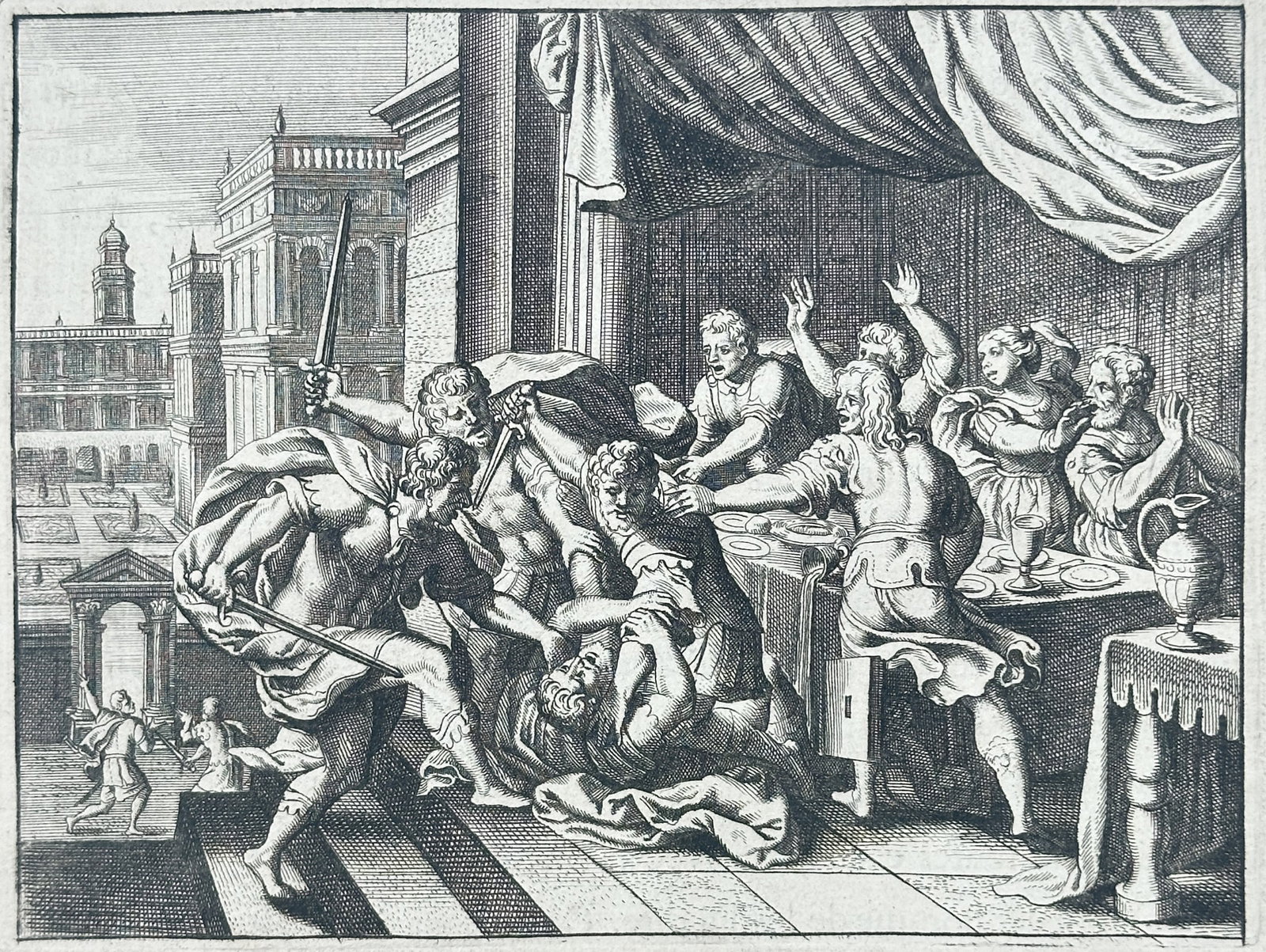 Nicolas Fontaine – Death of Amnon – Engraving (17th Century) (1 of 3)