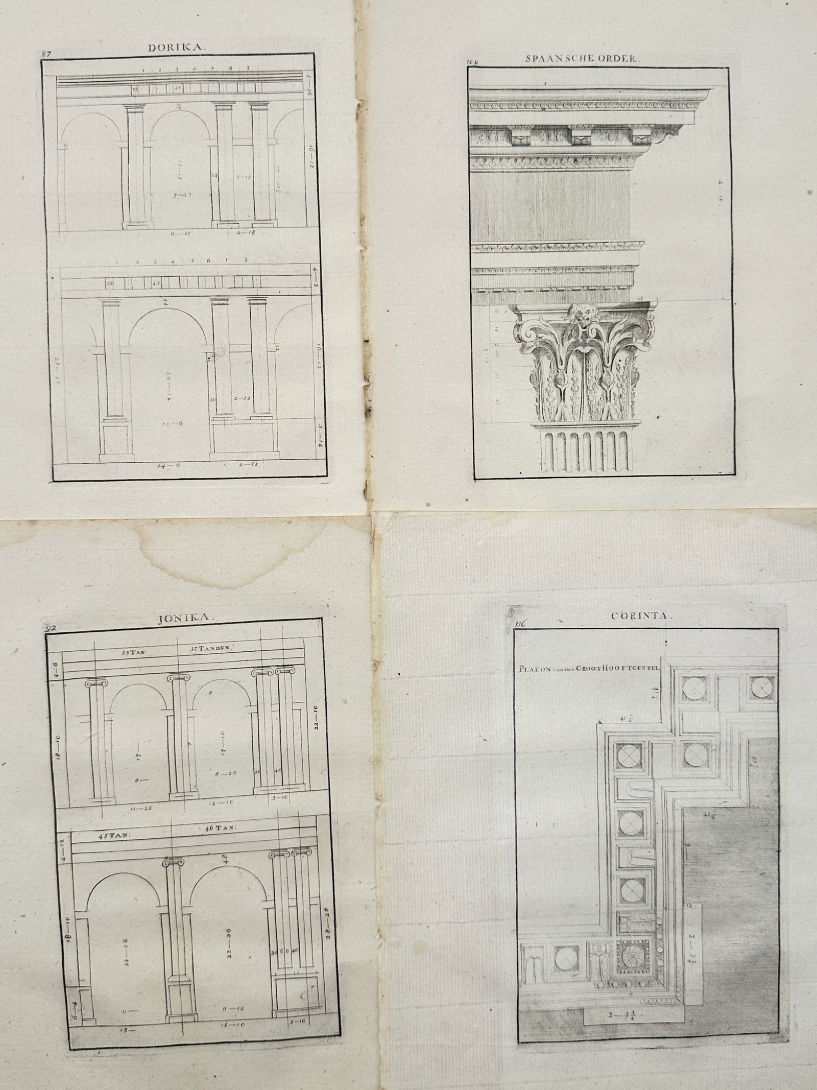 François Blondel – Set of 4: Classical Architectural Orders and Proportions – Engravings (1 of 2)