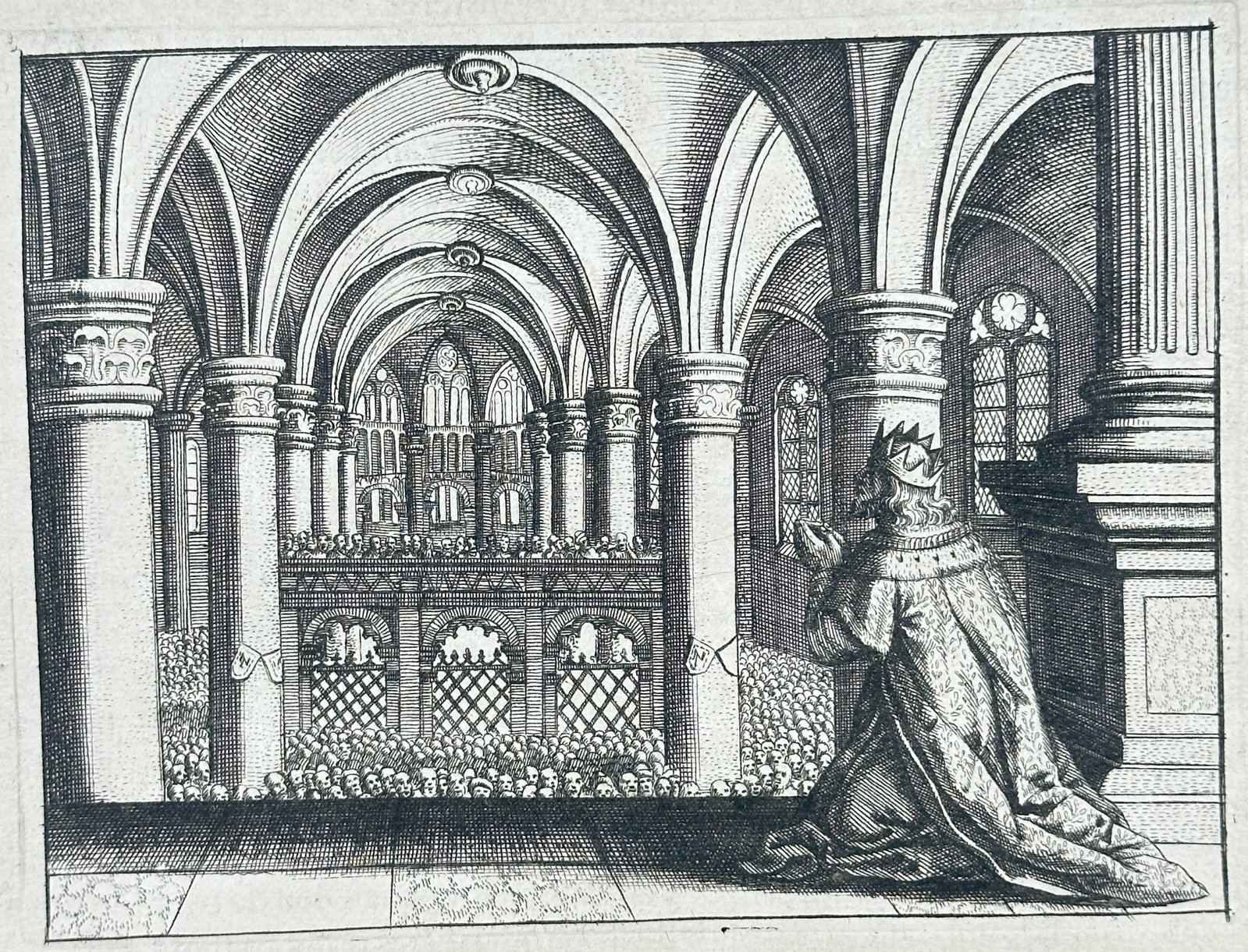 Nicolas Fontaine – Dedication of the Temple by Solomon – Engraving (17th Century) (1 of 3)