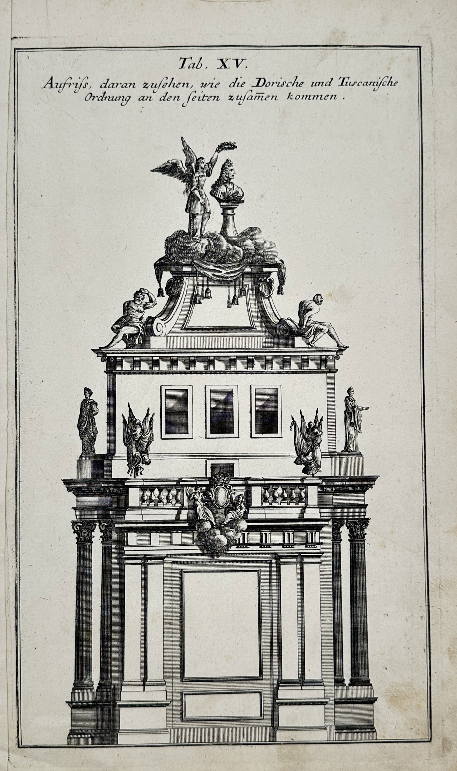Nikolaus Goldmann – Architectural Elevation with Doric and Tuscan Orders – Engraving (1 of 2)