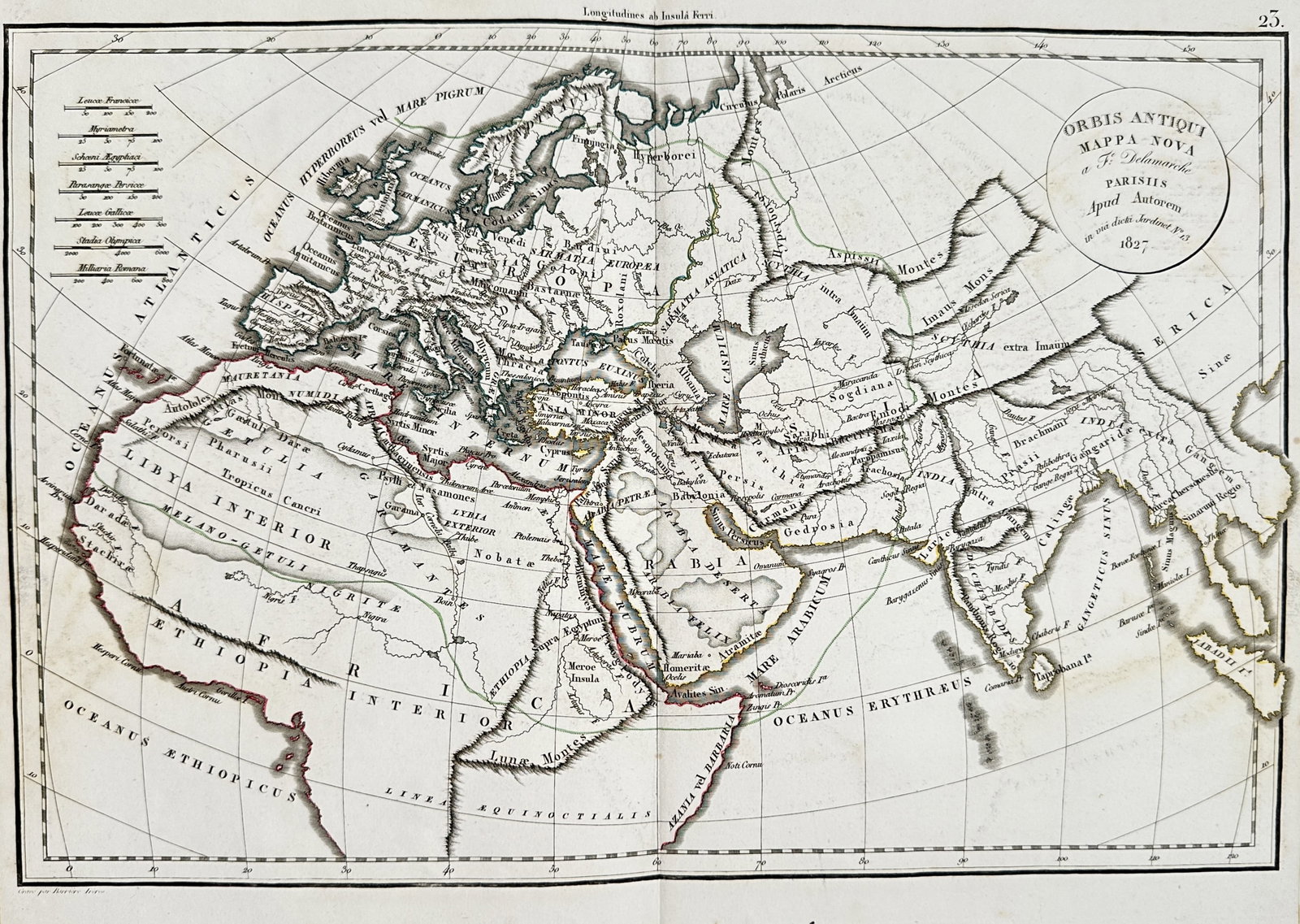 Felix Delamarche – Map of the Ancient World – Engraving (1827) (1 of 2)