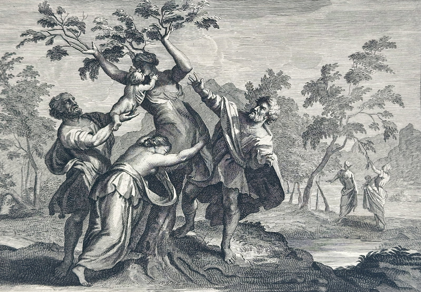 Martin Bouché – Dryope Changed into a Lotus Tree – Engraving (17th Century) (1 of 3)
