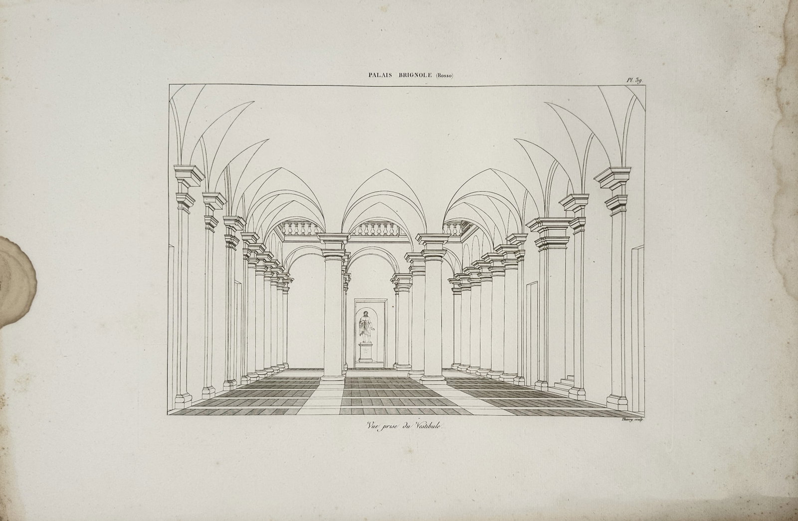 Jacques-Étienne Thierry – Palazzo Brignole Rosso, View from the Vestibule – Engraving (1 of 2)