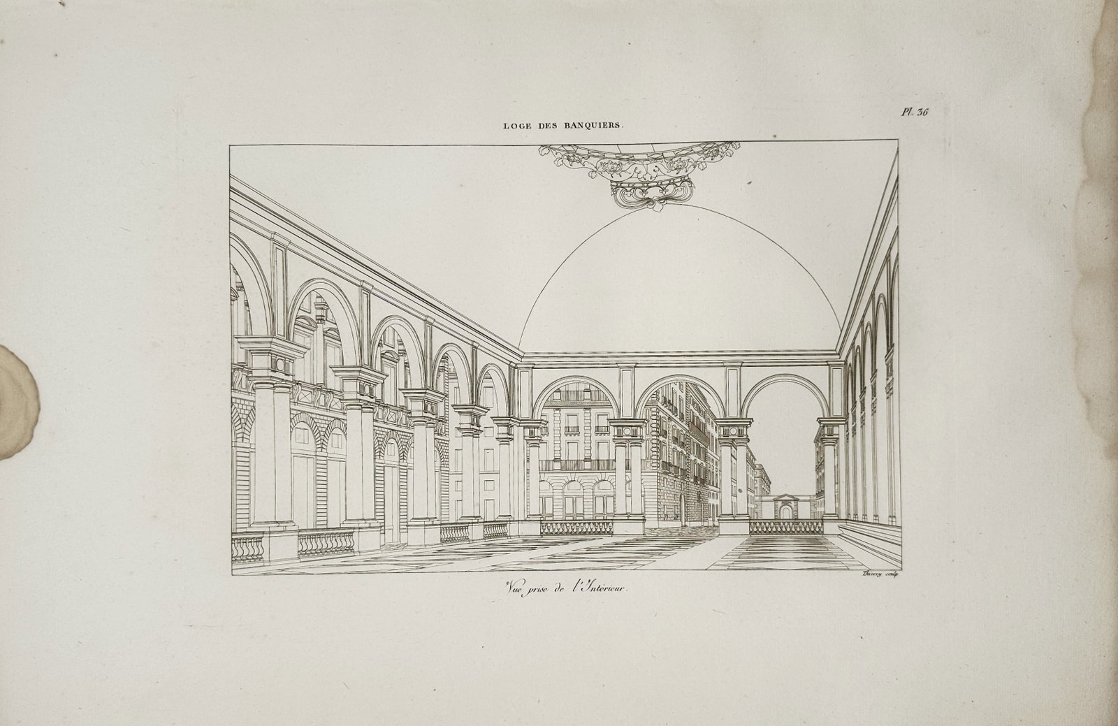 Jacques-Étienne Thierry – Bankers' Loggia, View Taken from the Interior – Engraving (19th (1 of 2)