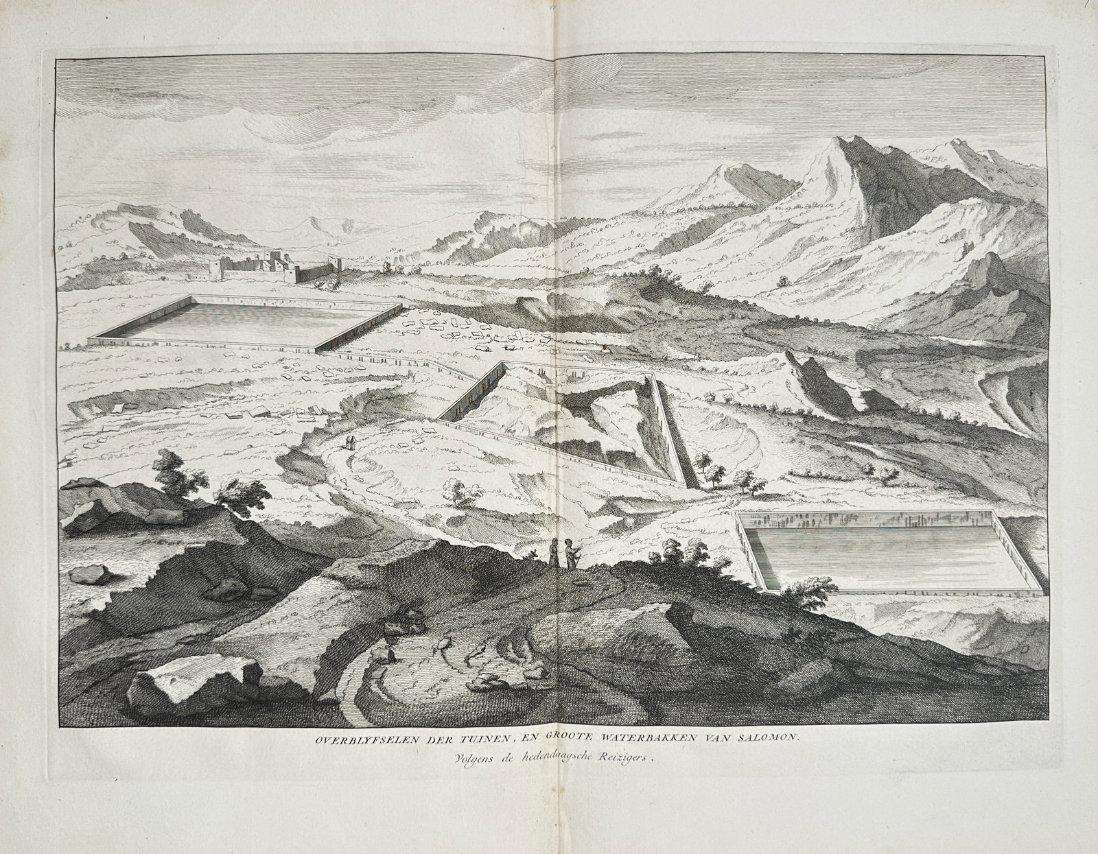Augustin Calmet – Remains of the Gardens and Pools of Solomon – Engraving (18th Century) (1 of 2)