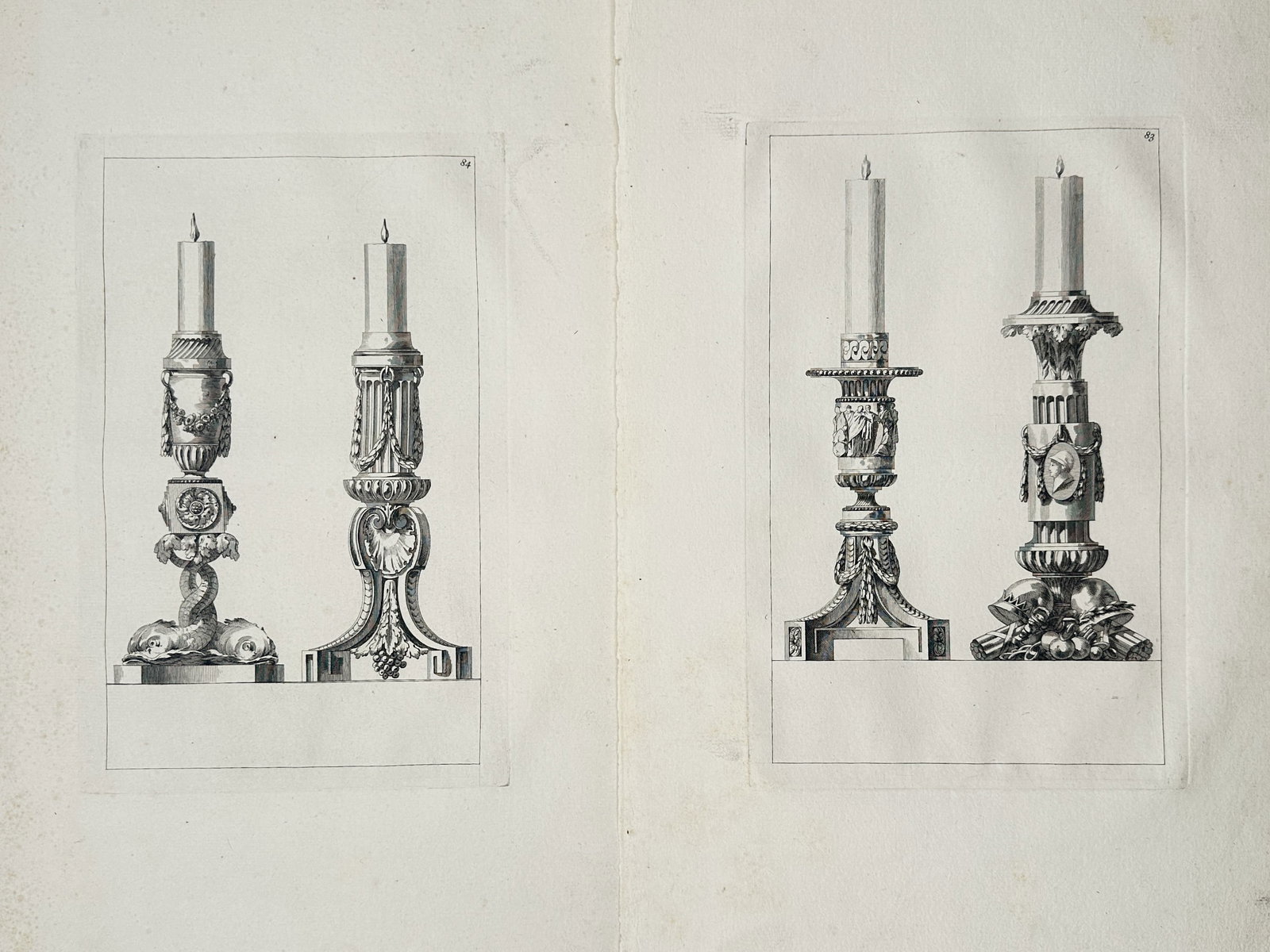 Jean-Charles Delafosse – Set of 2: Neoclassical Ornamental Candlestick and Candelabra Designs (1 of 2)