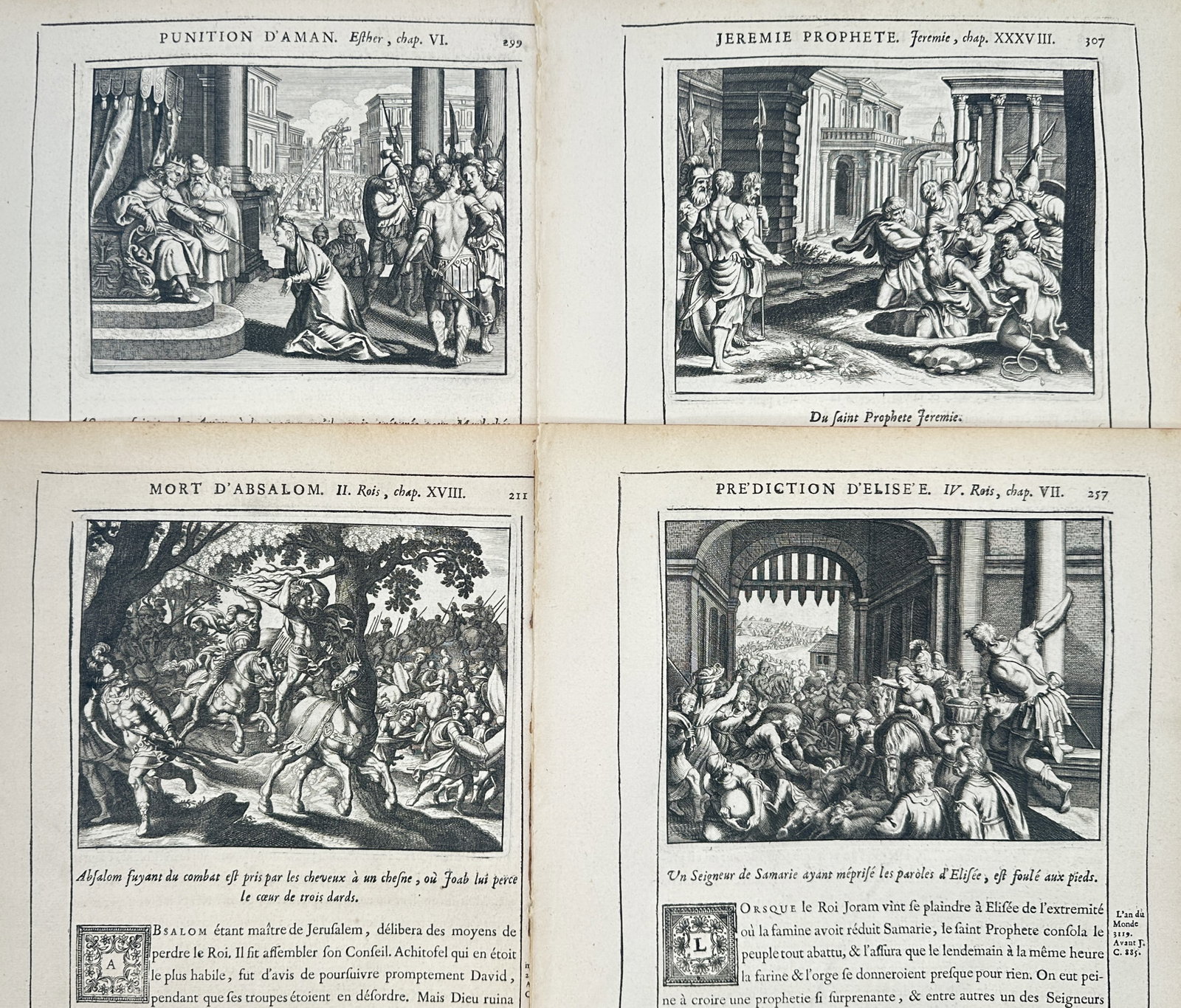 Nicolas Fontaine – Set of 4: Old Testament Biblical Narratives of Haman, Jeremiah, Absalom, and (1 of 2)