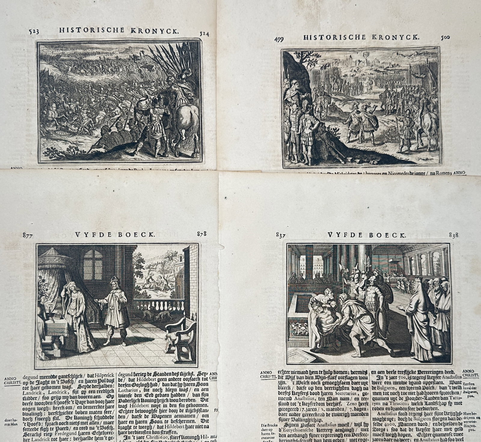 Johann Ludwig Gottfried – Set of 4: Historical Chronicle Narrative Studies – Engravings (1 of 2)