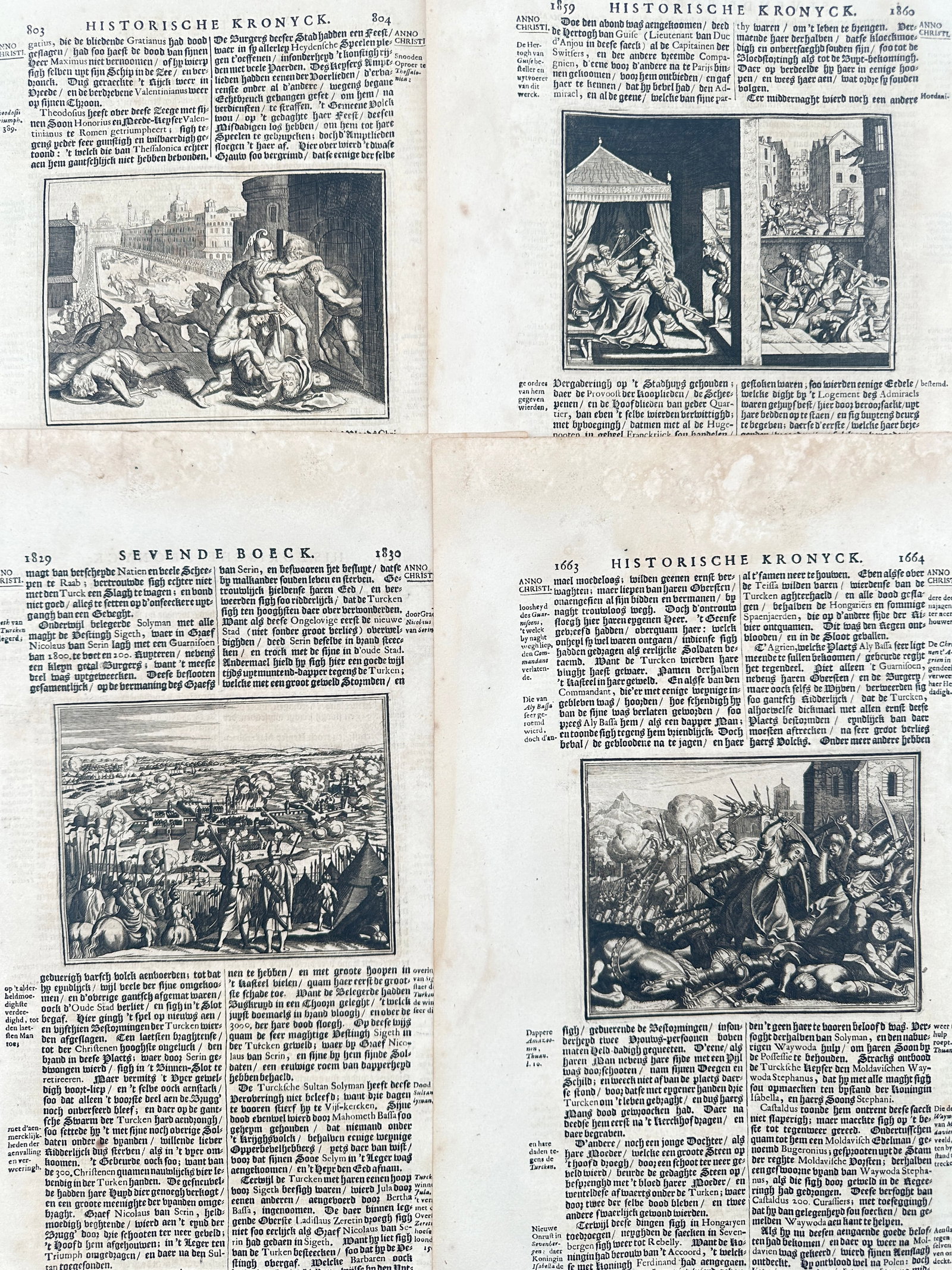 Johann Ludwig Gottfried – Set of 4: Historical Chronicle Narrative Studies of Sieges – (1 of 2)
