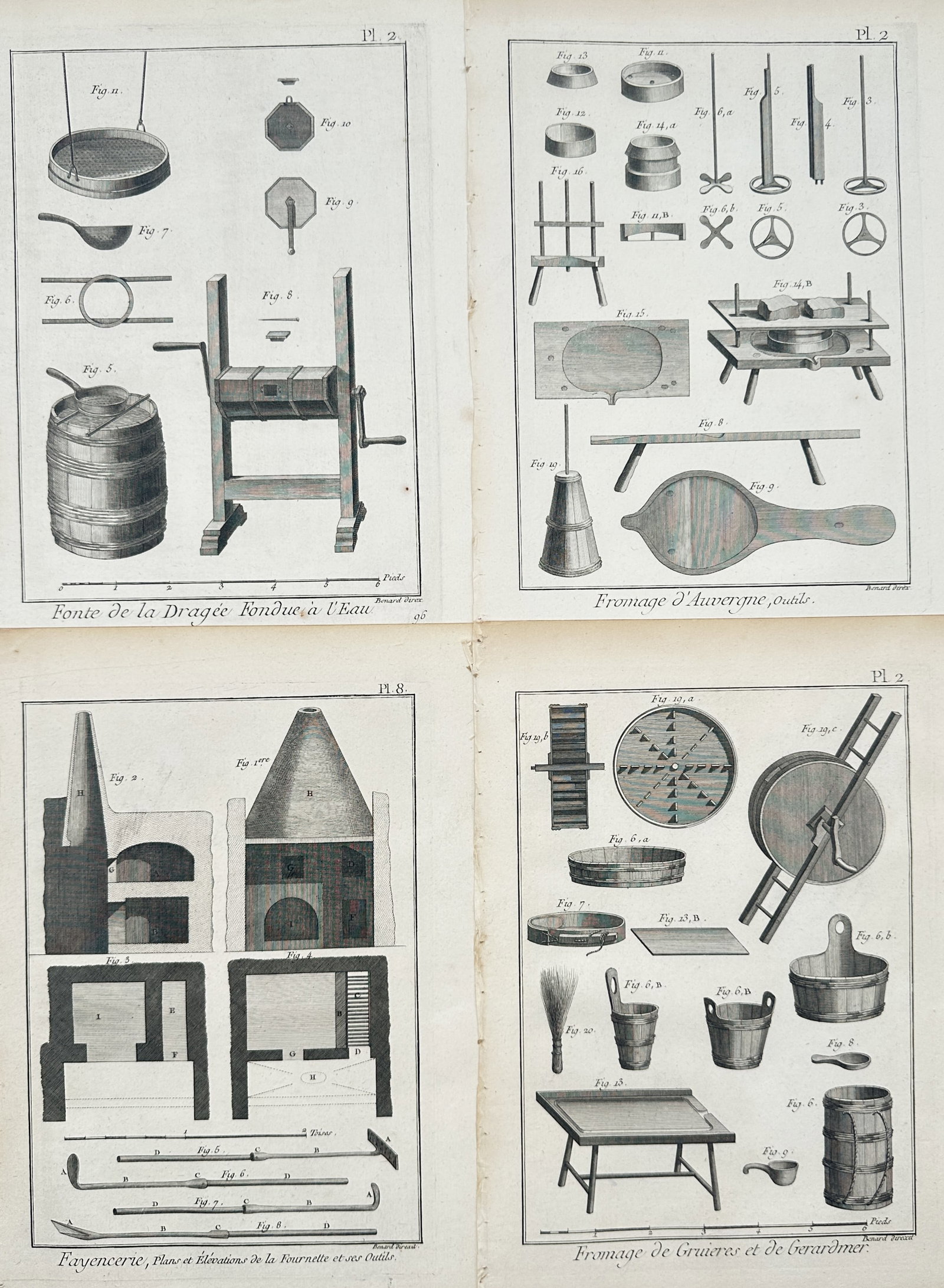 Robert Bénard – Set of 4: Technical Studies of Confectionery Tools – Engravings (18th Century) (1 of 2)