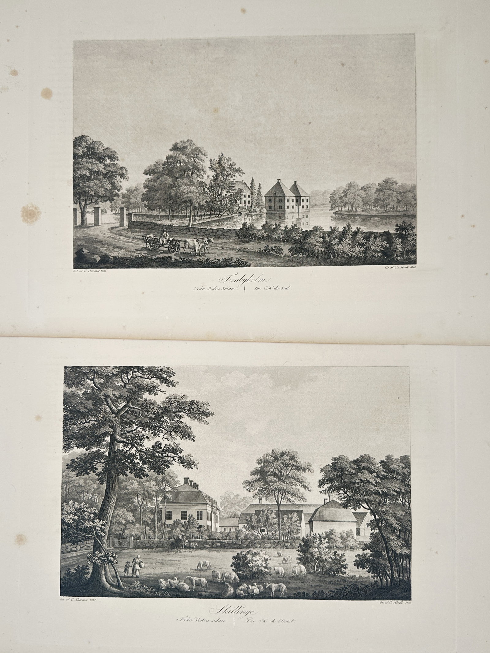 Ulrik Thersner – Set of 2: Topographical Landscape Views of Sundbyholm – Lithographs (1817) (1 of 2)