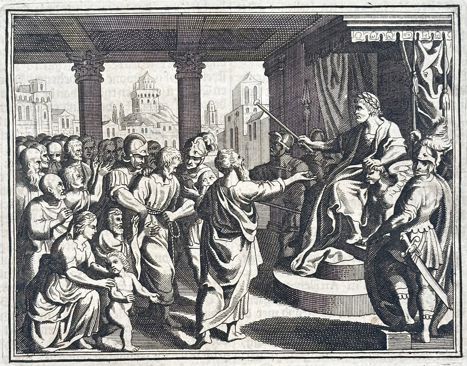 Johann Lodewijk Gottfried – Emperor Hadrian Receiving Christian Petitioners – Engraving (1 of 3)