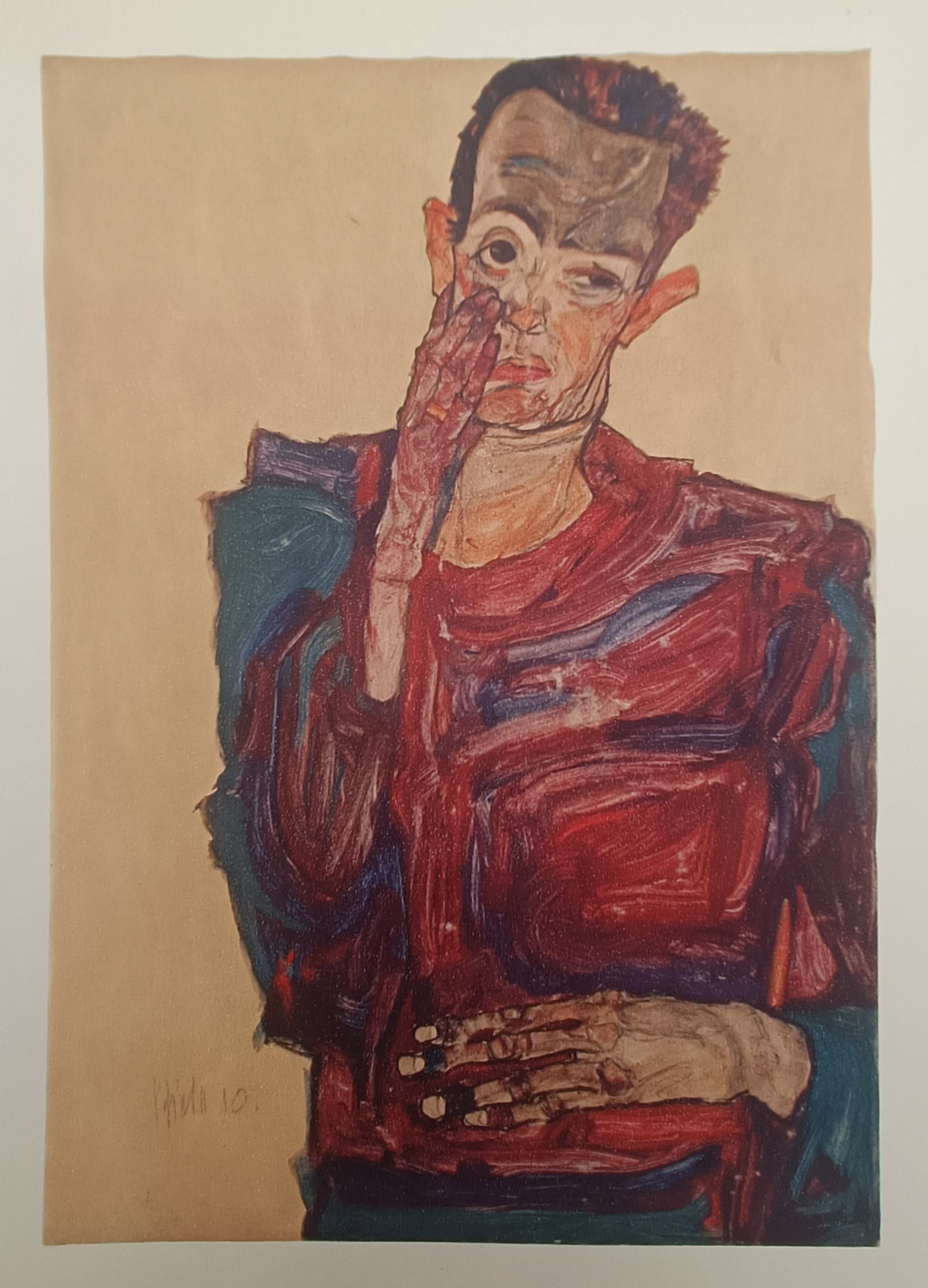 Egon Schiele,after – Self-Portrait – Offset lithograph (20th Century) (1 of 2)