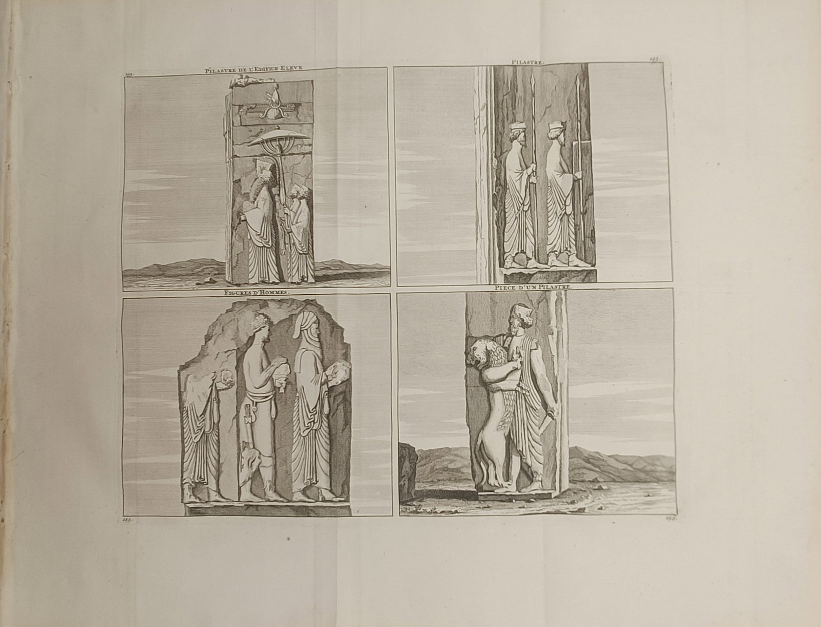 Cornelis de Bruyn – Persepolis Reliefs and Pilasters Architectural Study – Engraving (17th (1 of 2)
