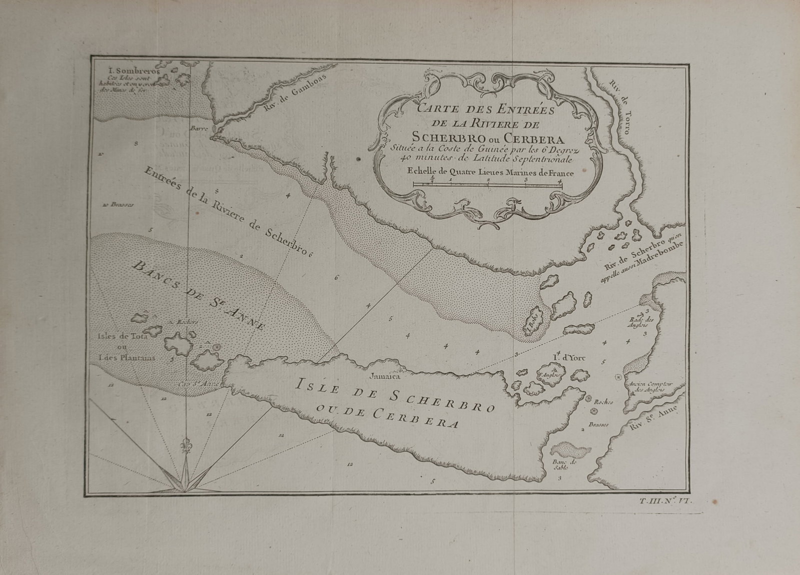 Jacques-Nicolas Bellin – Map of Scherbro River – West Africa – Engraving (18th Century) (1 of 2)