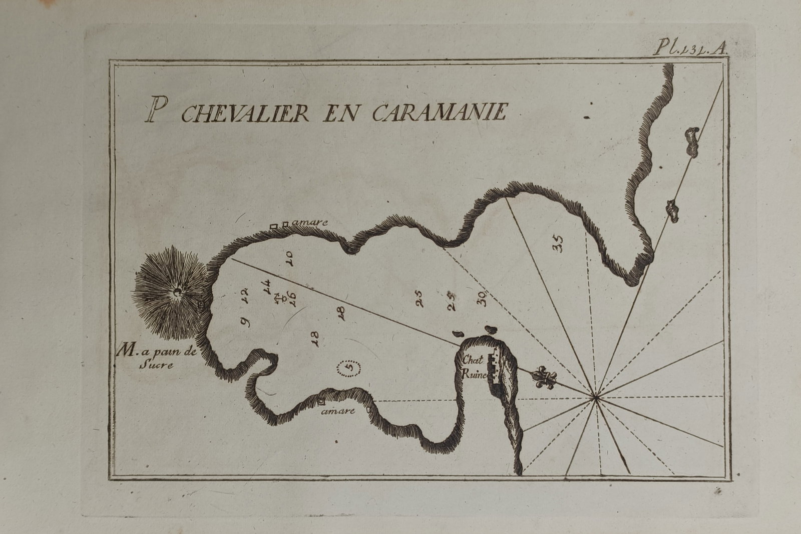 Joseph Roux – Map of Port Chevalier in Caramania – Turkey – Engraving (18th Century) (1 of 2)